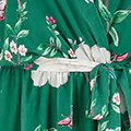Yumi Green Bird and Floral Print Midi Wrap Dress - Image 7