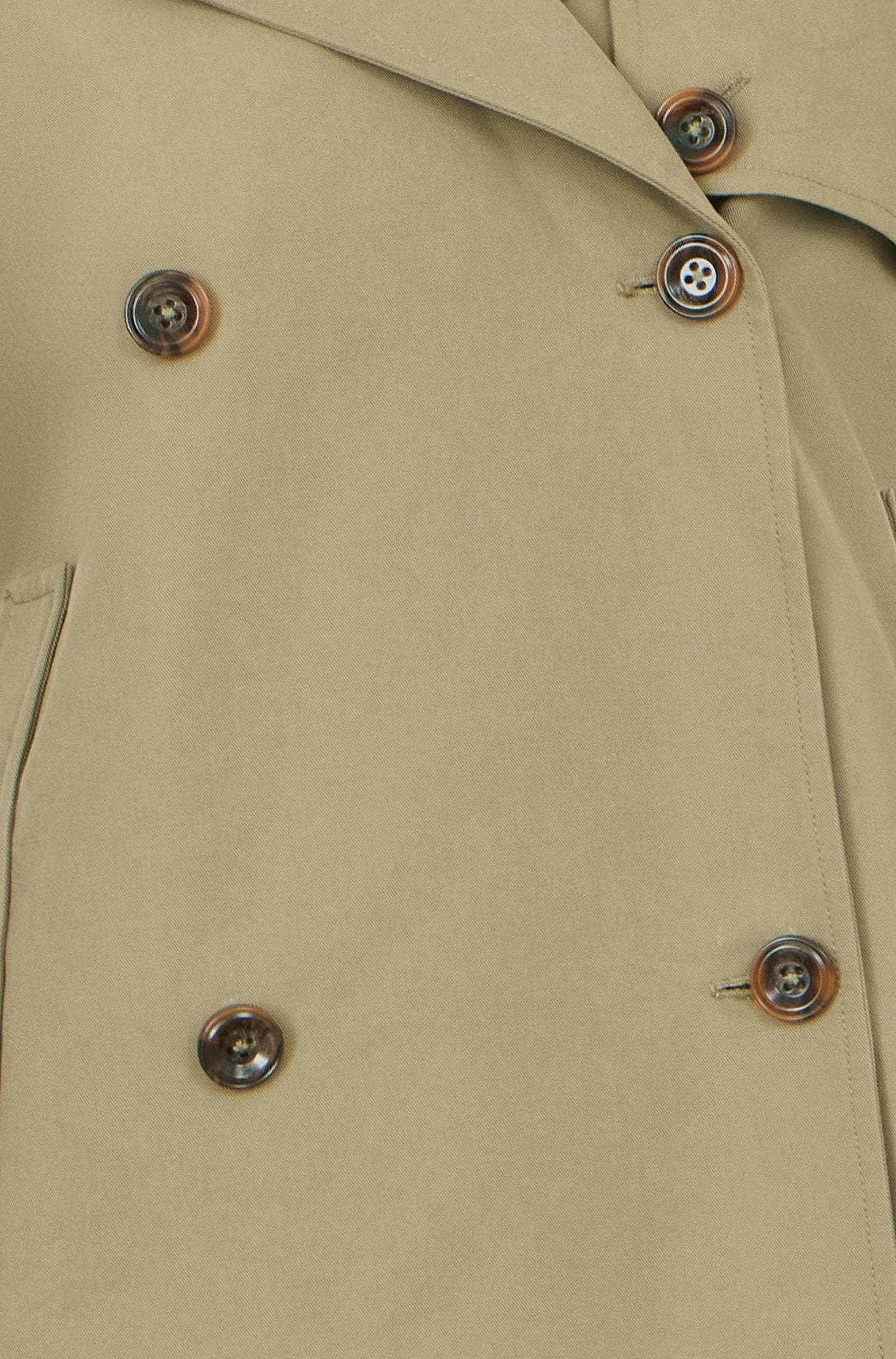 Yumi Green Cropped Trench Jacket With Pockets and Check Lining - Image 6