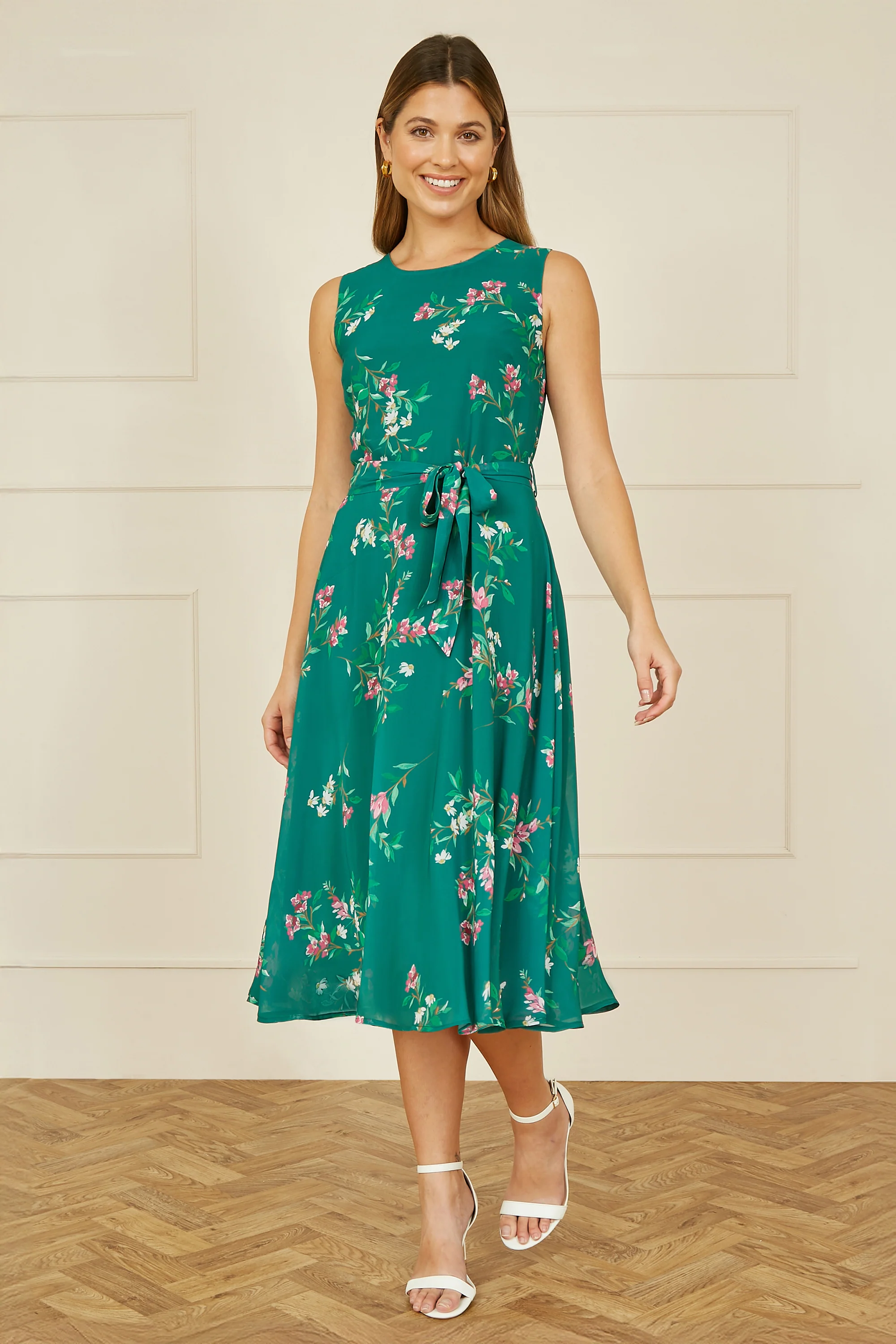 Yumi Green Daisy Print Skater Dress - Image 3