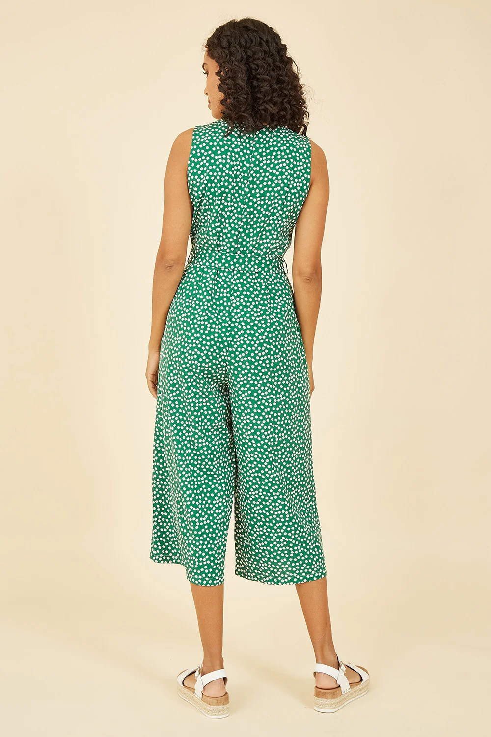 Yumi Green Ditsy Daisy Sleeveless Culotte Jumpsuit - Image 4