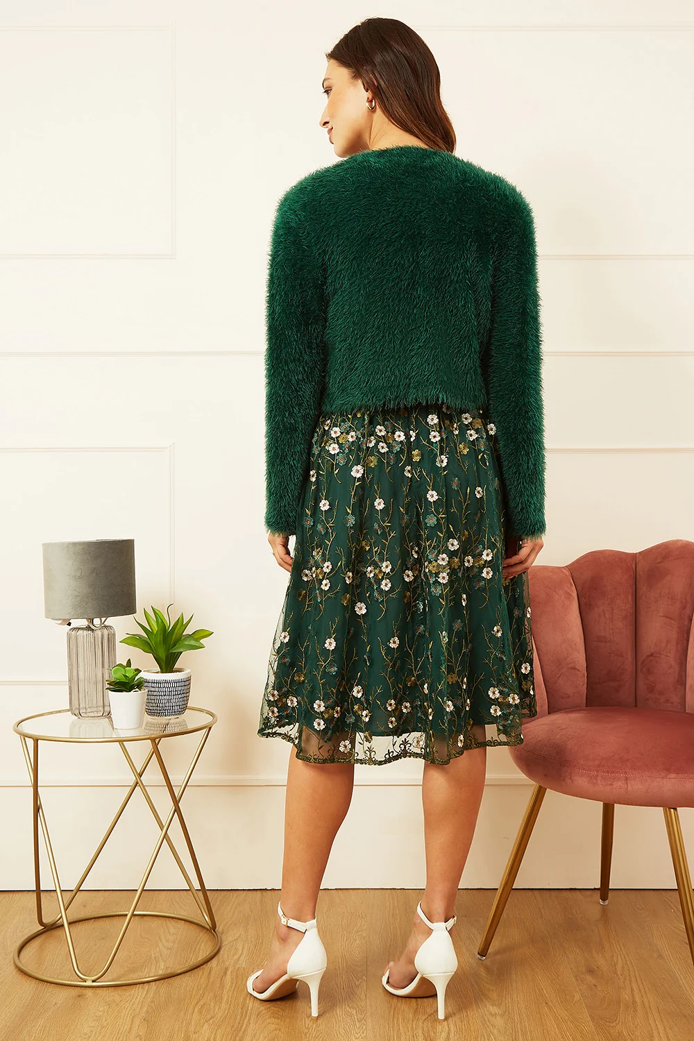 Yumi Green Eyelash Knit Bolero - Image 4