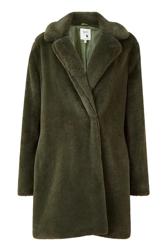 Yumi Green Faux Fur Coat - Image 4