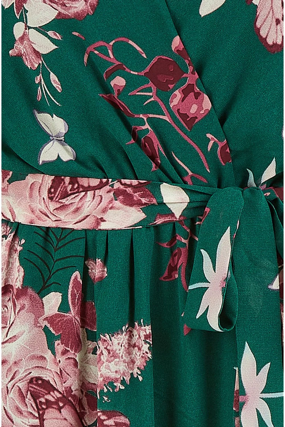 Yumi Green Floral Kimono Dipped Hem Dress - Image 12
