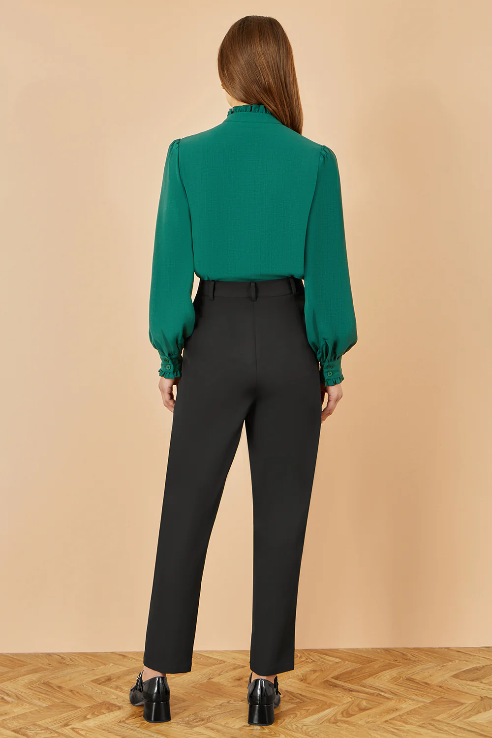 Yumi Green Frill High Neck Shirt - Image 4