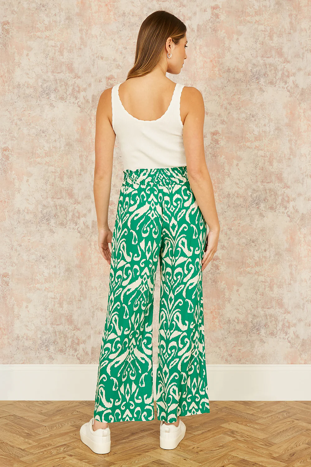 Yumi Green Ikat Print Relaxed Fit Trousers - Image 3