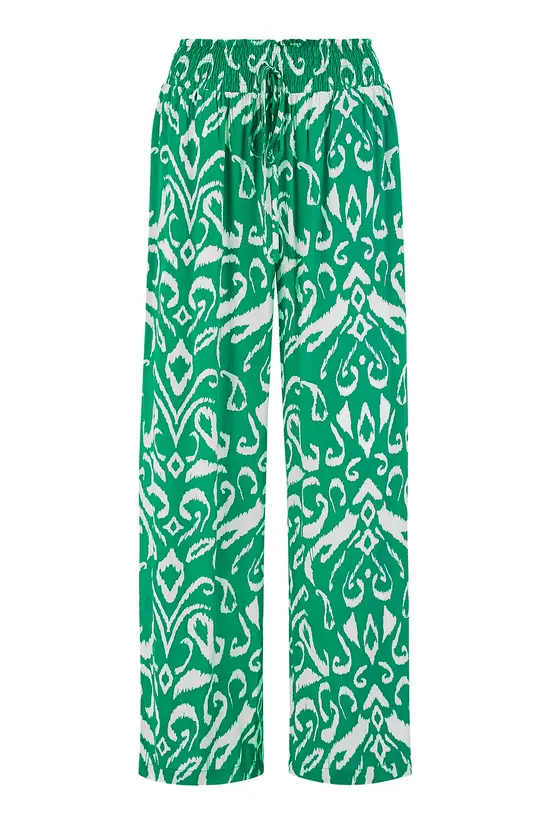 Yumi Green Ikat Print Relaxed Fit Trousers - Image 4