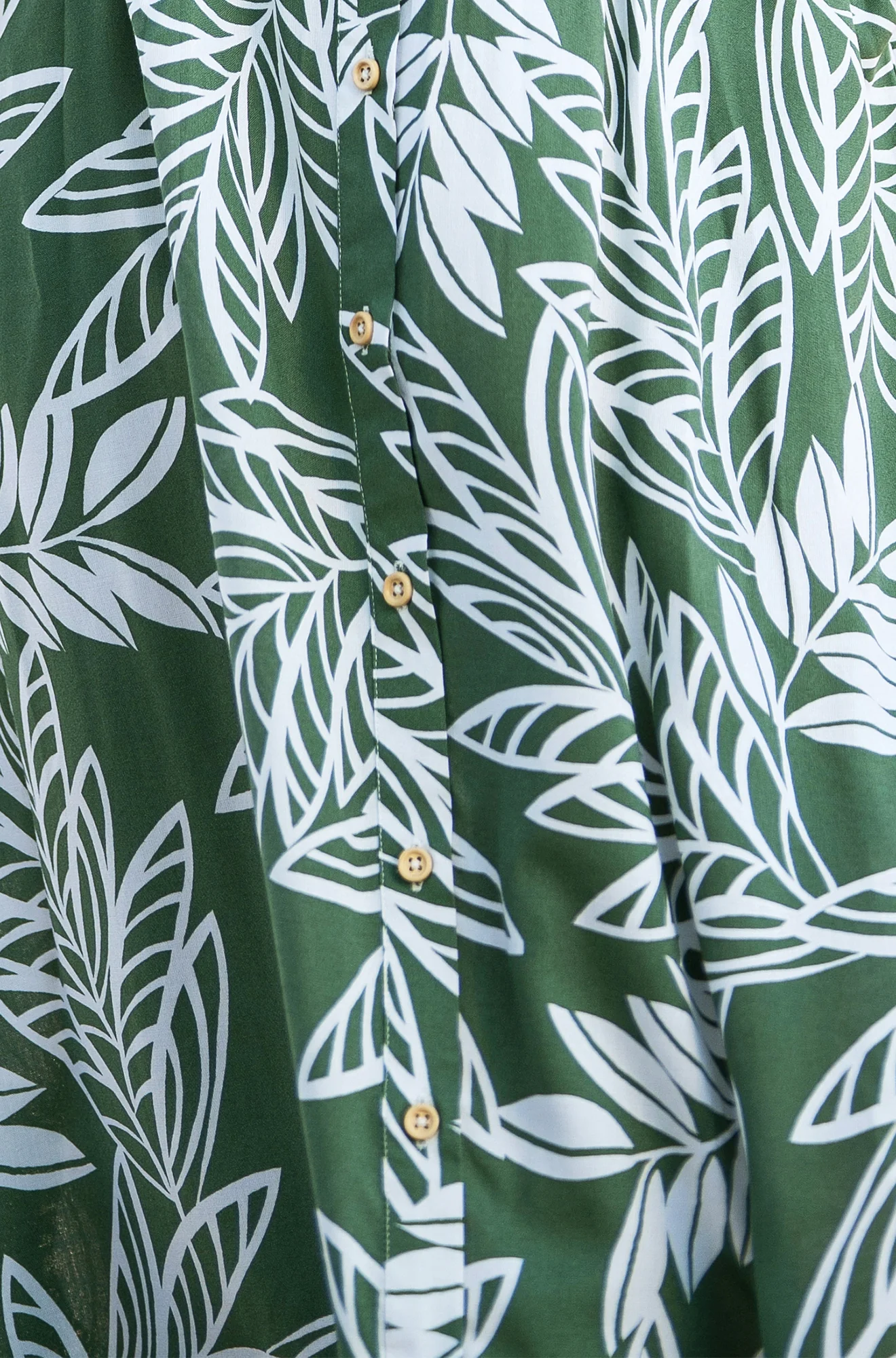 Yumi Green Leaf Print Viscose Relaxed Midi Shirt Dress - Image 7