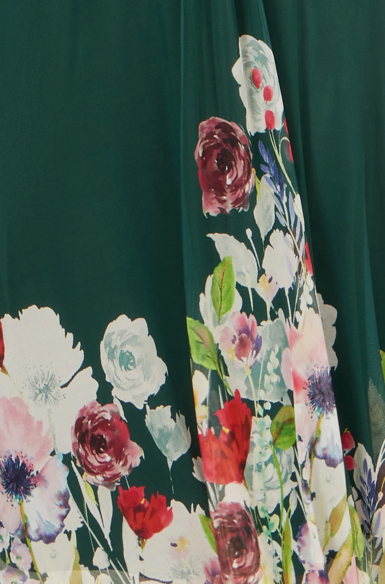 Yumi Green Mesh Wrap Midi Dress With Floral Hem Border - Image 6