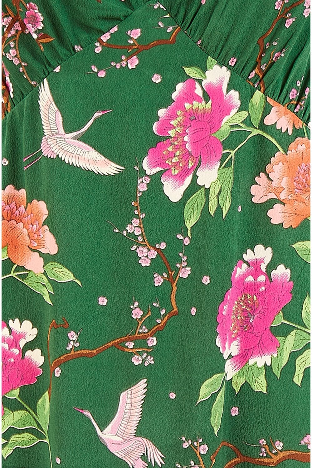 Yumi Green Recycled Crane Print Kimono Midi Dress - Image 4