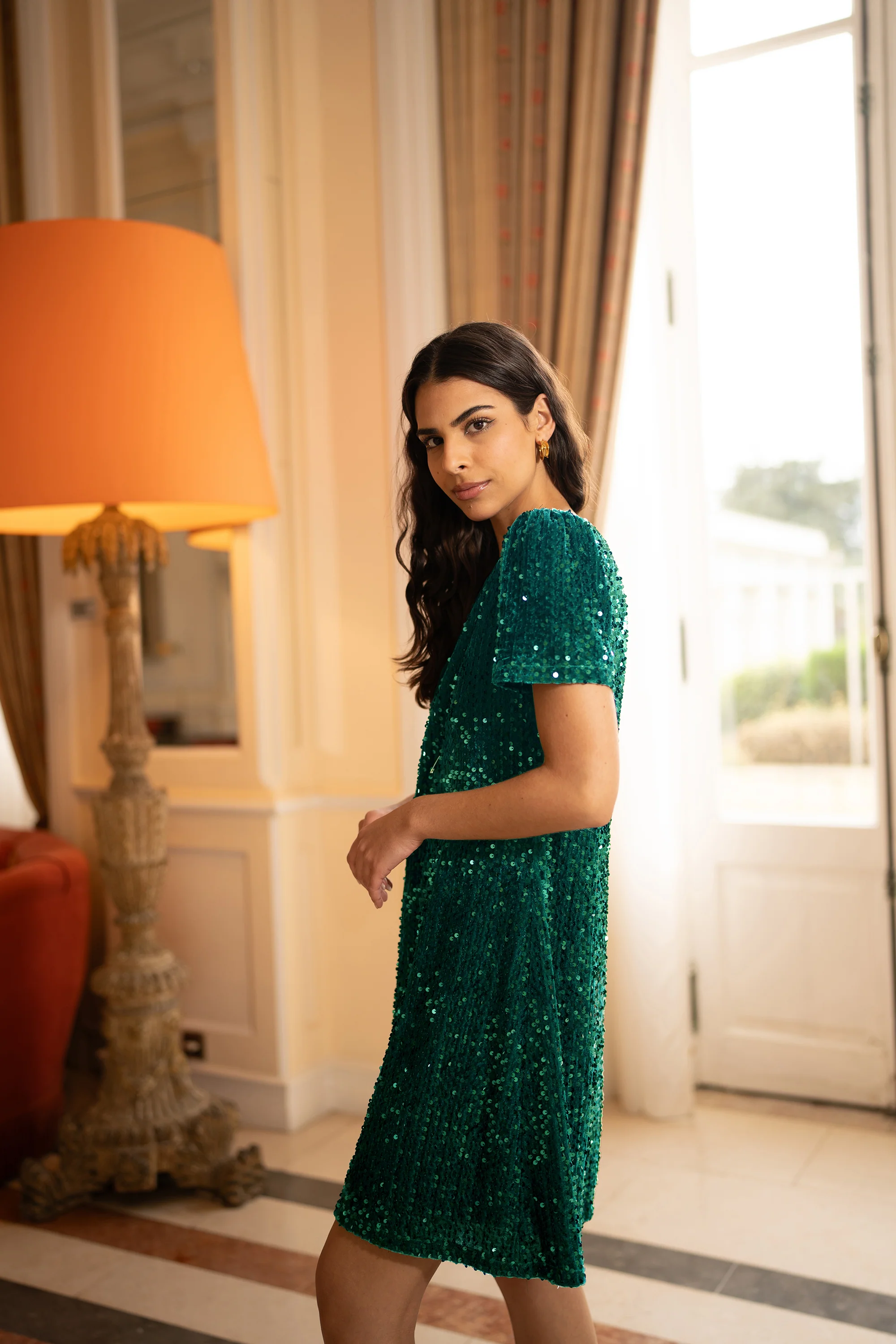Yumi Green Sequin Tunic Dress - Image 3