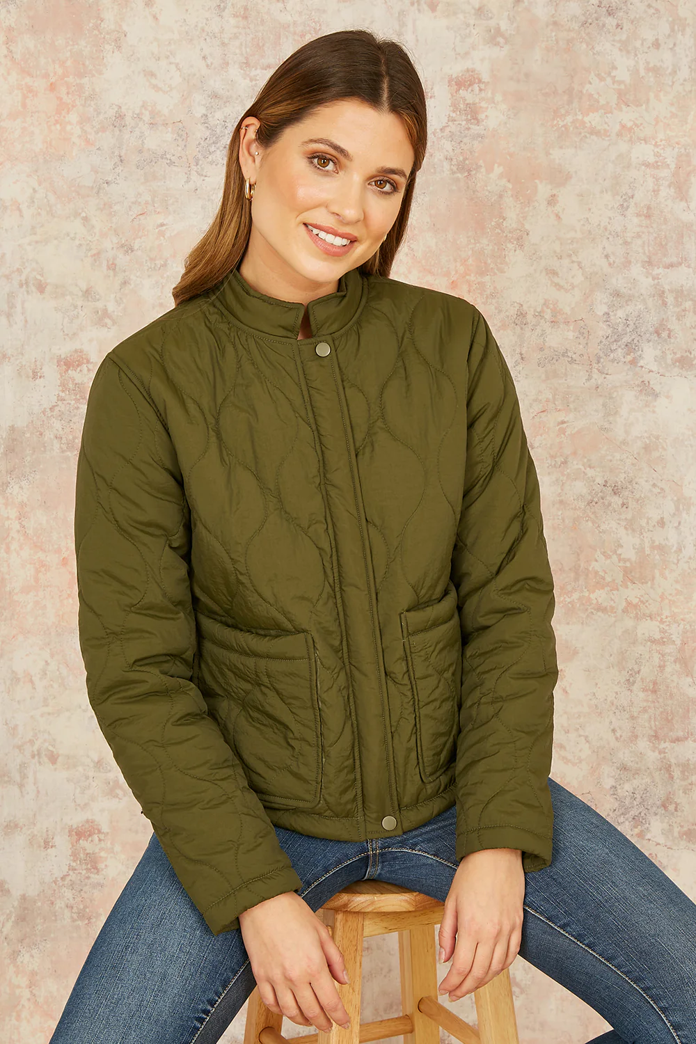 Yumi Green Short Quilted Jacket - Image 5
