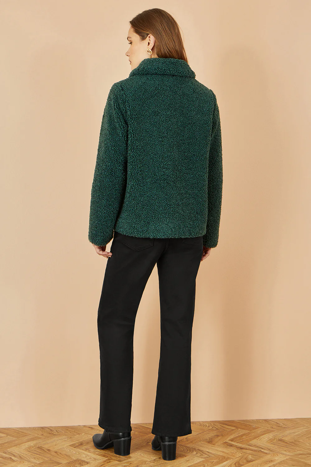 Yumi Green Short Teddy Bear Jacket - Image 4