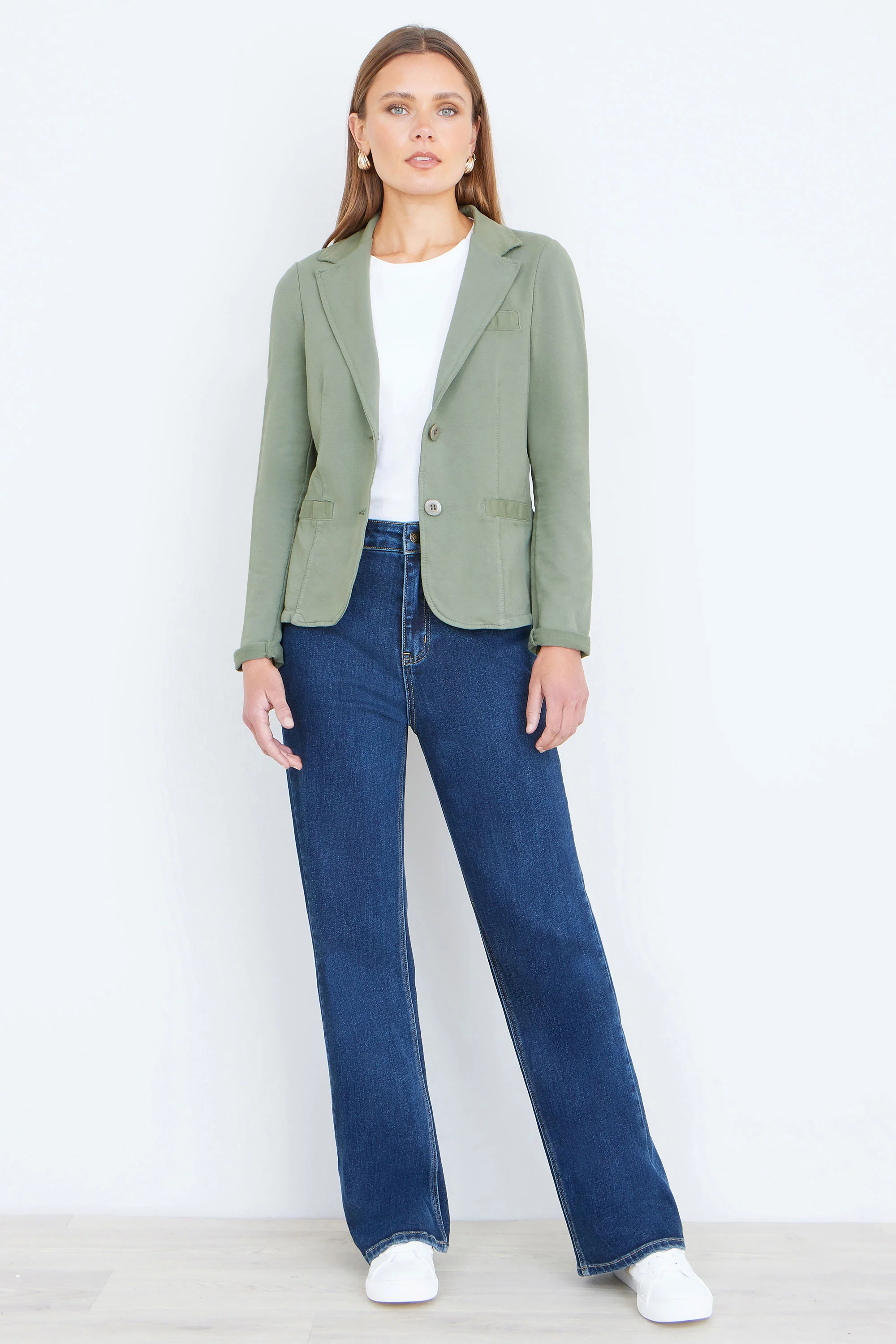 Yumi Green Stretch Cotton Blazer - Image 3