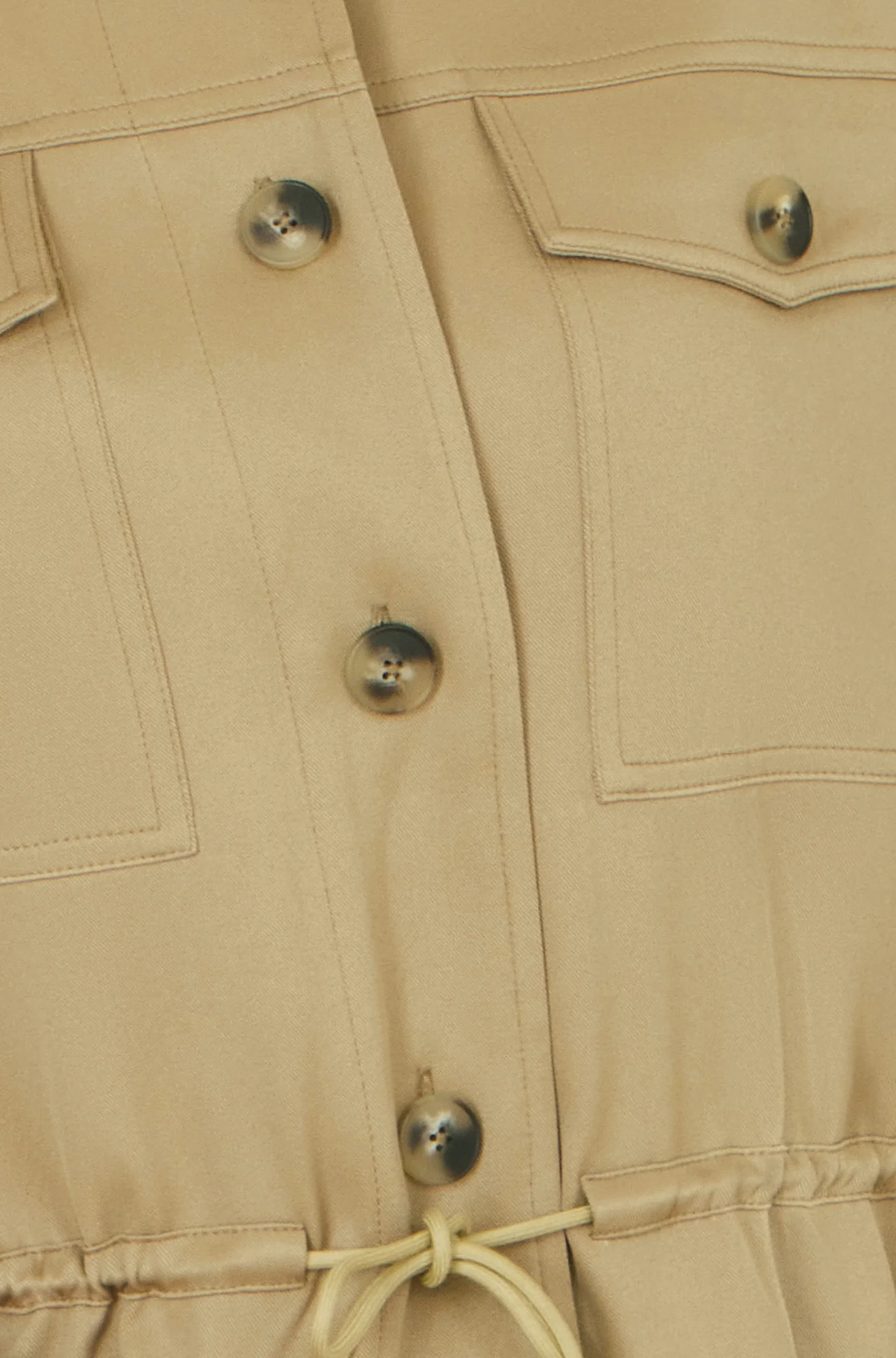 Yumi Green Utility Jacket With Drawstring Waist and Stripe Lining - Image 7