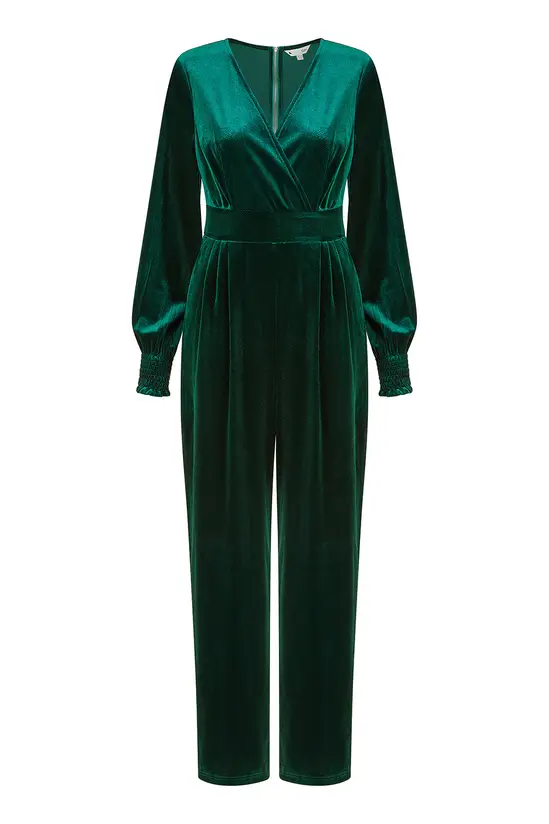 Yumi Green Velvet Long Sleeve Jumpsuit - Image 4
