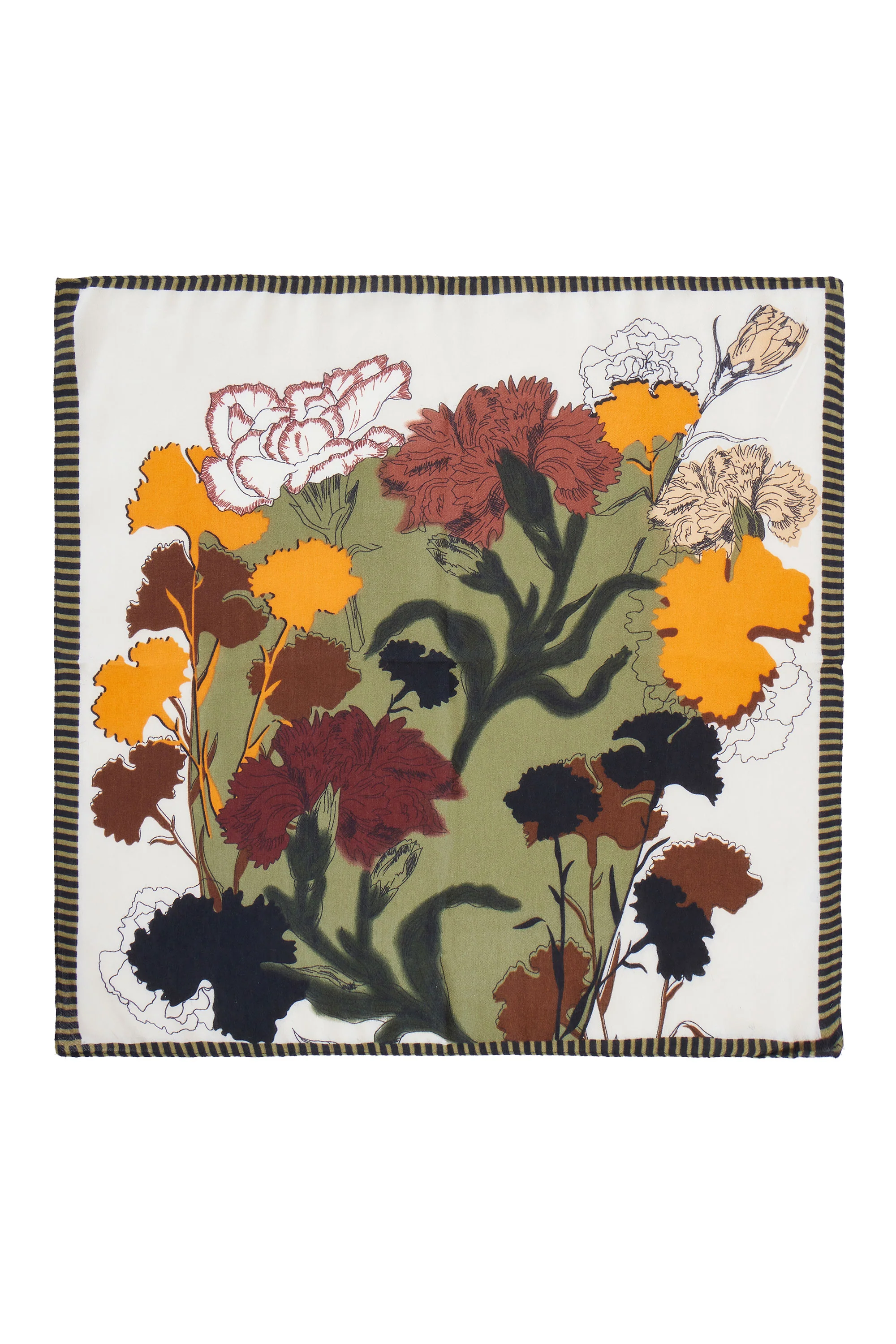 Yumi Green Viscose Placement Floral Scarf - Image 3