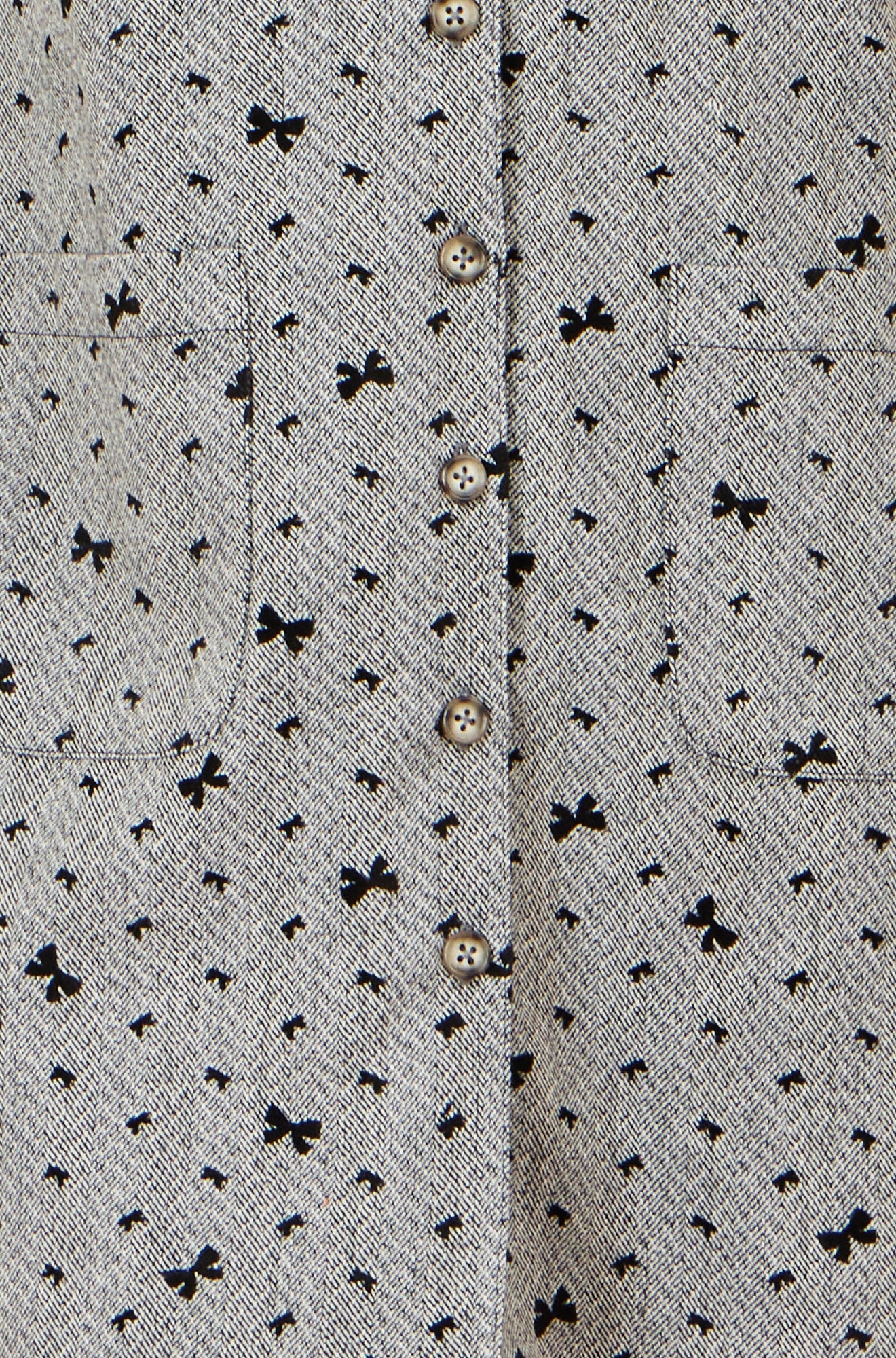 Yumi Grey Bow Print Pinafore Dress With Button Up - Image 5