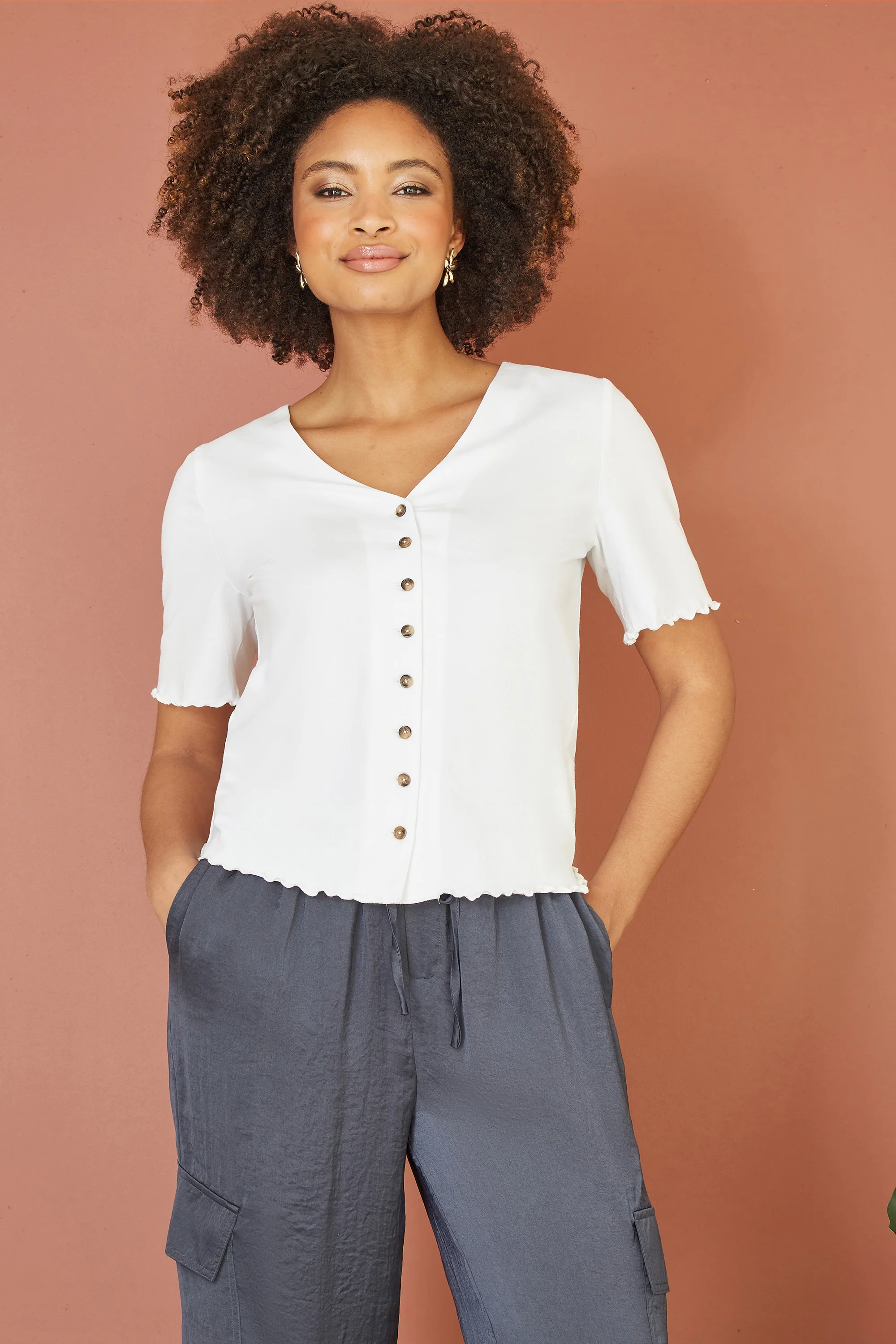 Yumi Grey Cargo Trousers