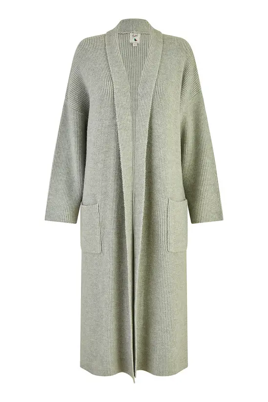 Yumi Grey Knitted Maxi Cardigan With Pockets - Image 4