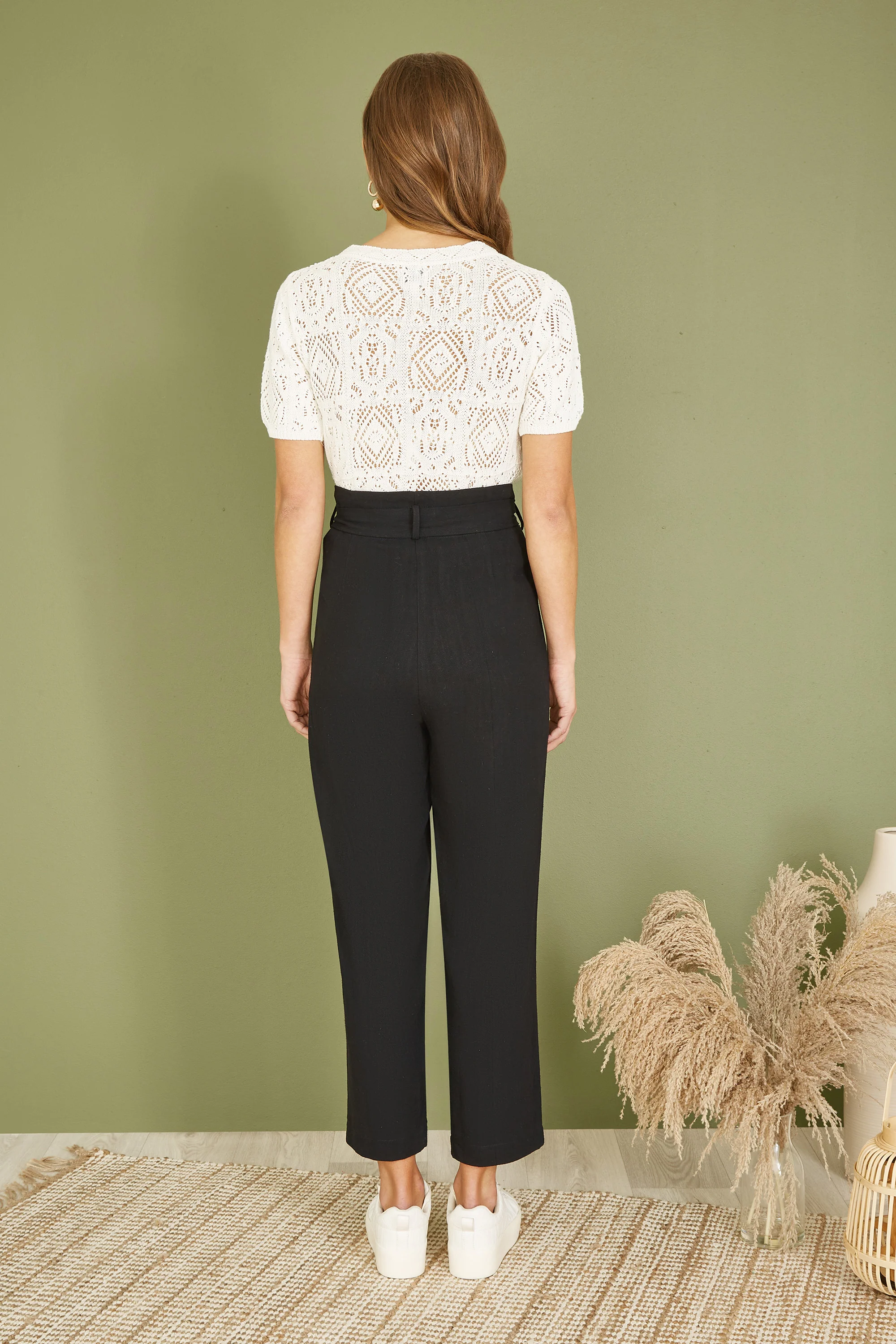 Yumi Ivory Cotton Crochet Knitted Top - Image 3