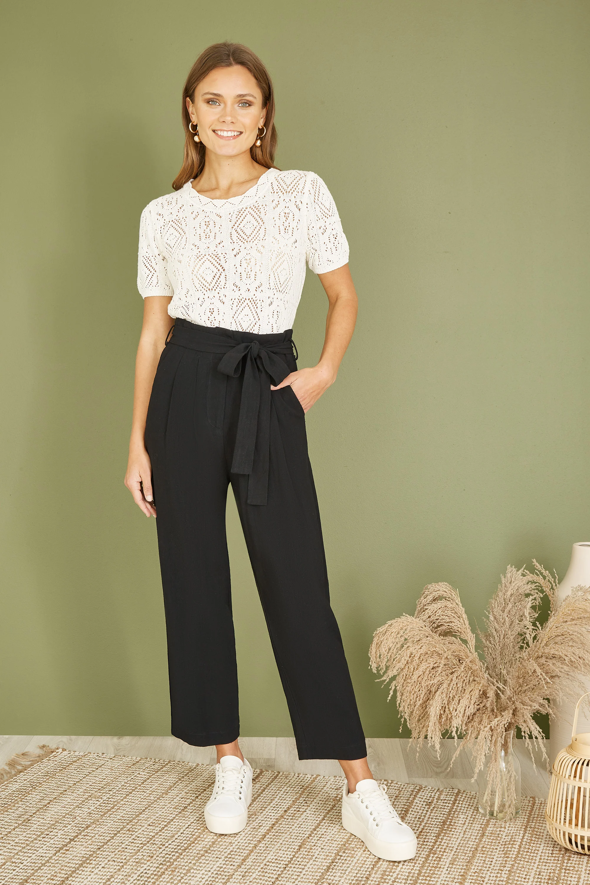 Yumi Ivory Cotton Crochet Knitted Top - Image 4
