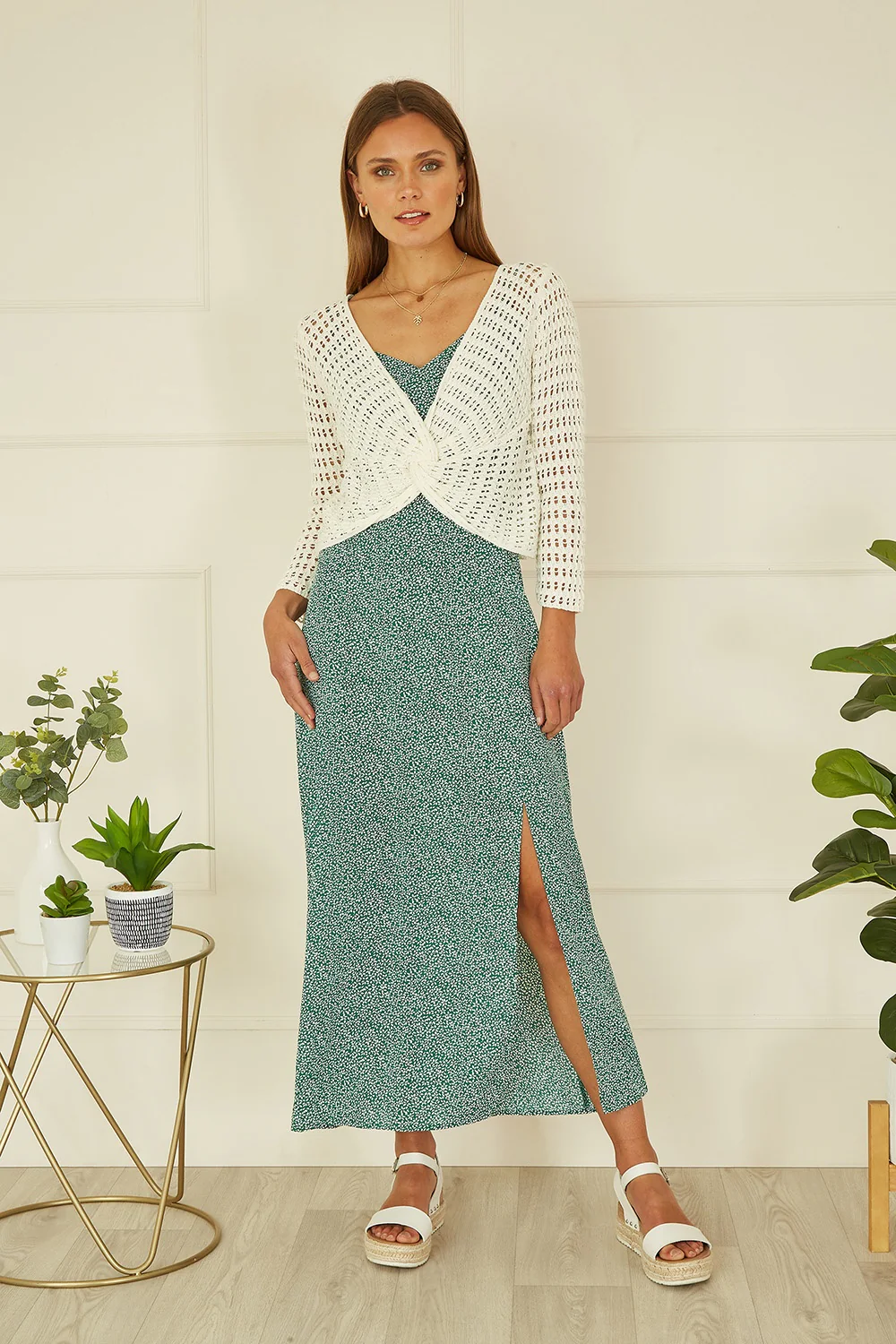 Yumi Ivory Cotton Crochet Twisted Bolero Top - Image 3