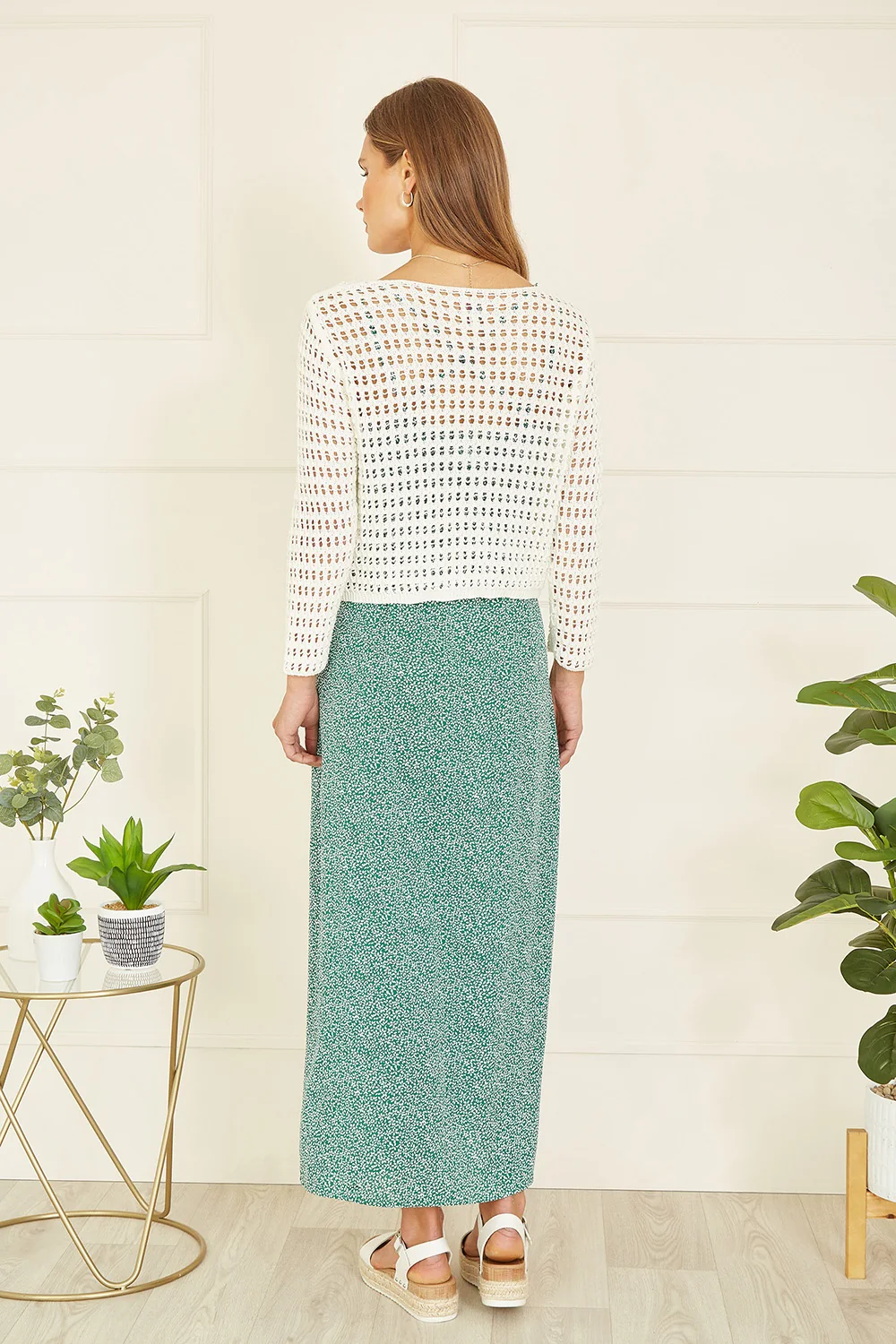 Yumi Ivory Cotton Crochet Twisted Bolero Top - Image 4