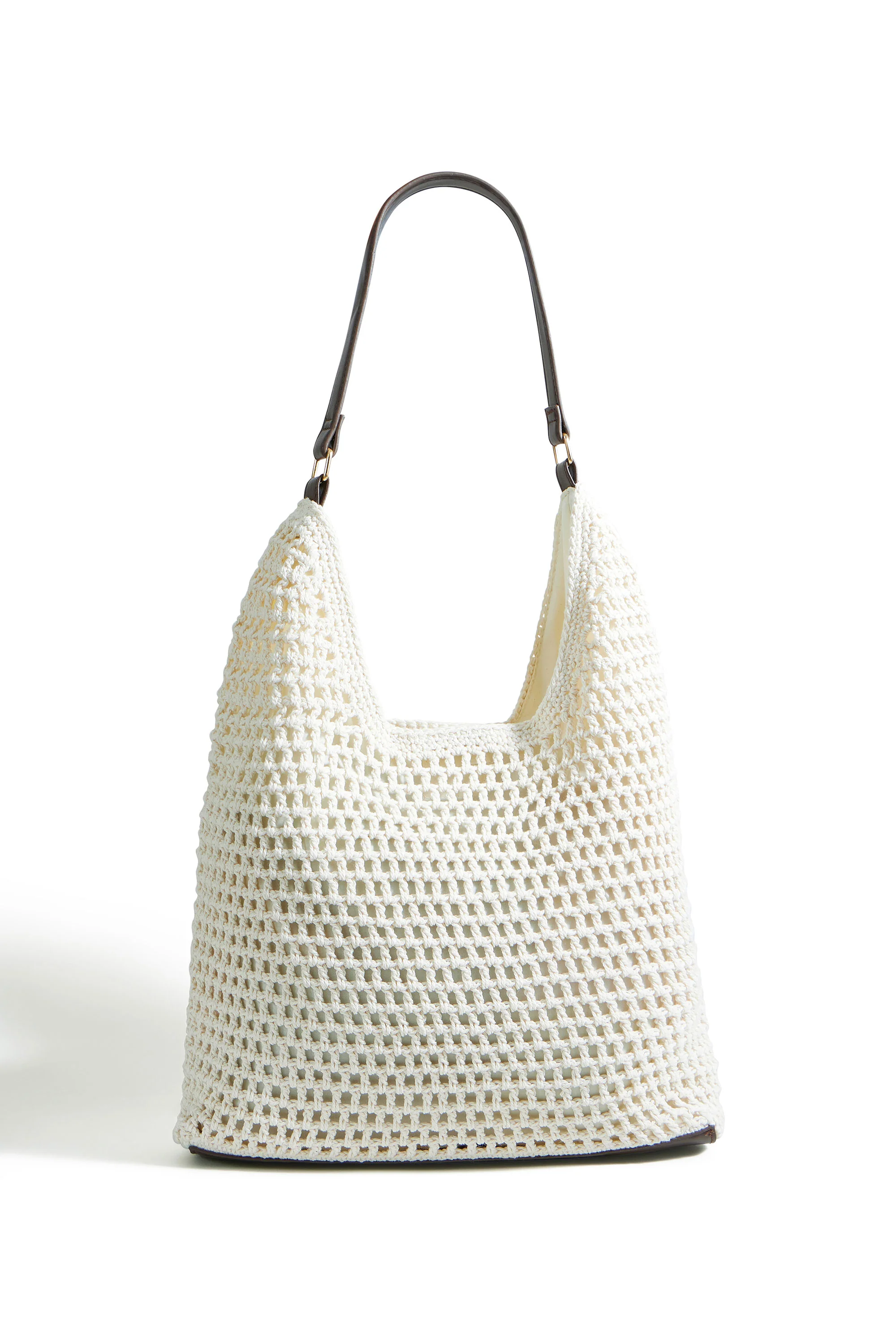 Yumi Ivory Crochet Shoulder Bag With Faux Leather Straps - Image 5