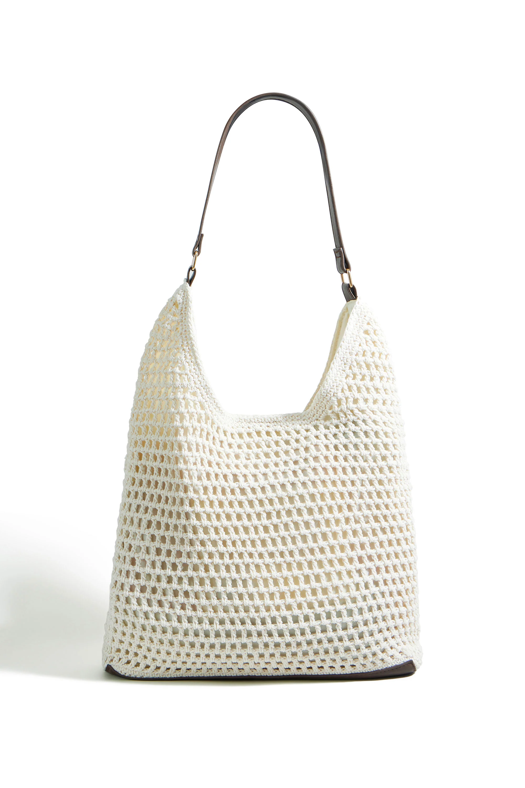 Yumi Ivory Crochet Shoulder Bag With Faux Leather Straps - Image 7