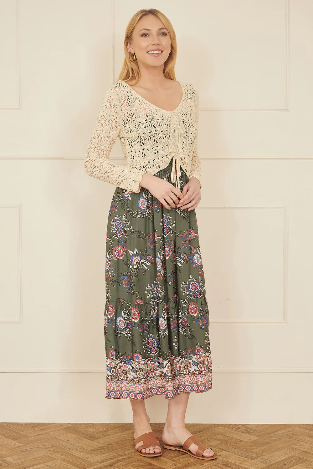 Yumi Ivory Crochet Top With Front Ruching - Image 2