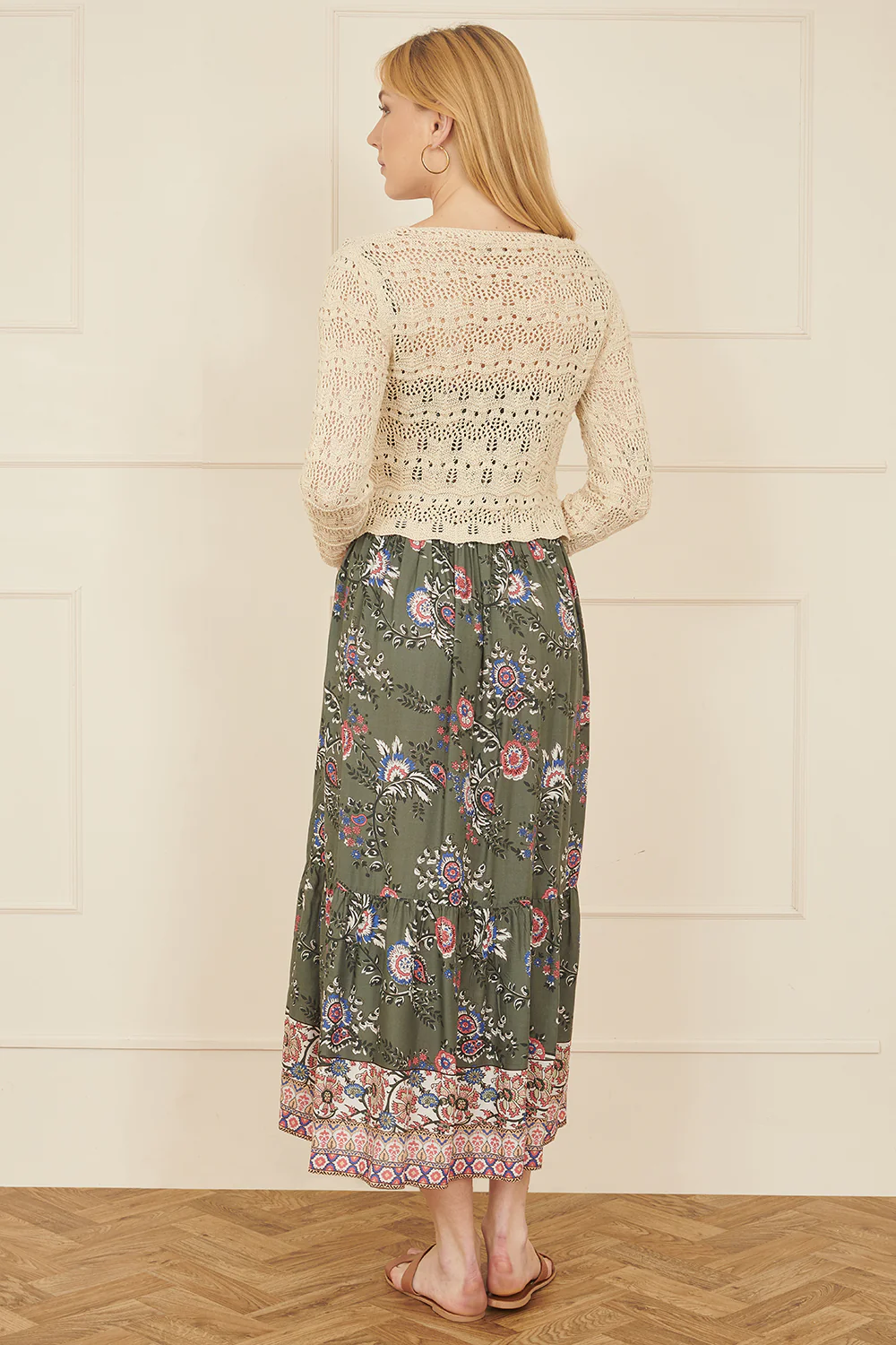Yumi Ivory Crochet Top With Front Ruching - Image 4