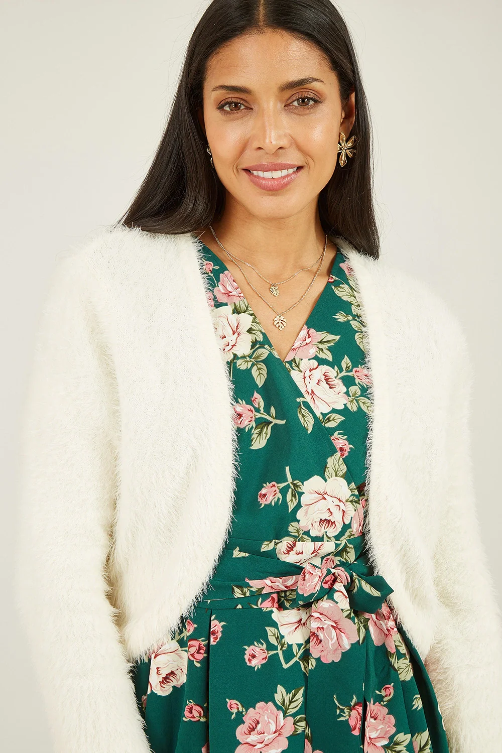 Yumi Ivory Eyelash Knit Bolero - Image 3