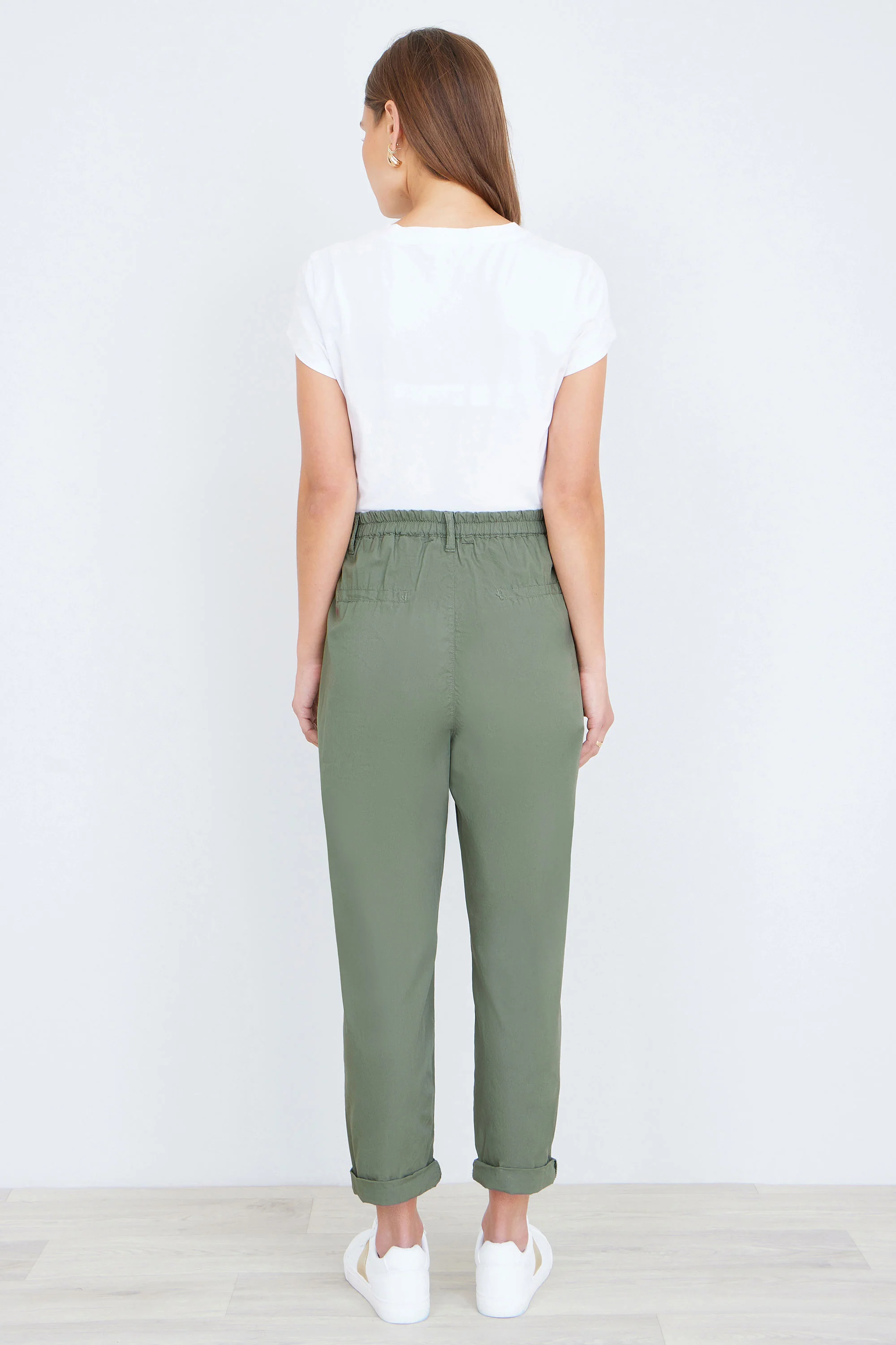 Yumi Khaki Cotton Canvas Chino Trousers - Image 3