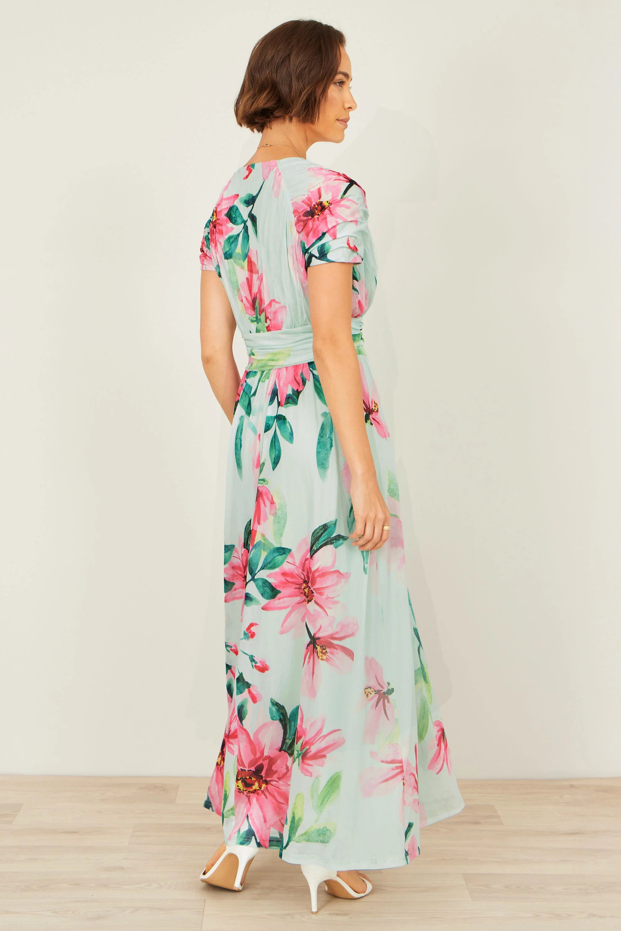 Yumi Mint Mesh Floral Maxi Dress - Image 4