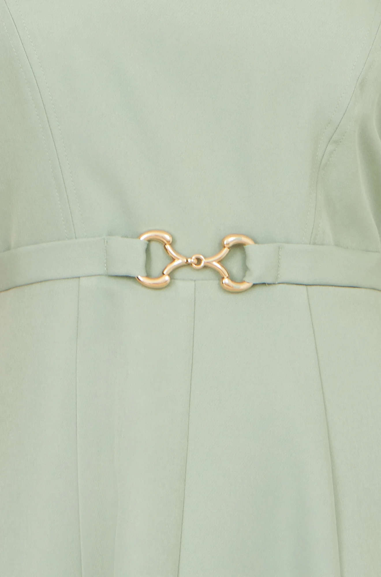 Yumi Mint Skater Dress With Puff Sleeves And Buckle Detail - Image 5