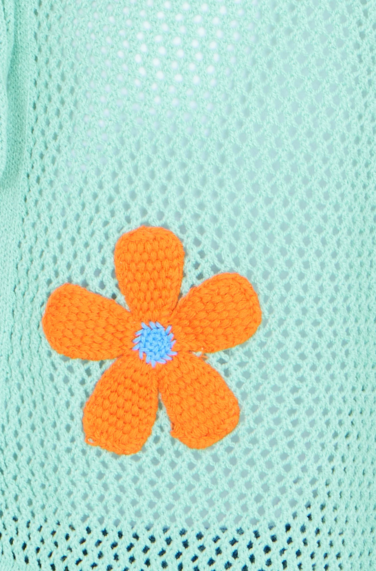 Yumi Mint Tie Front Cardigan With Flower Design - Image 7