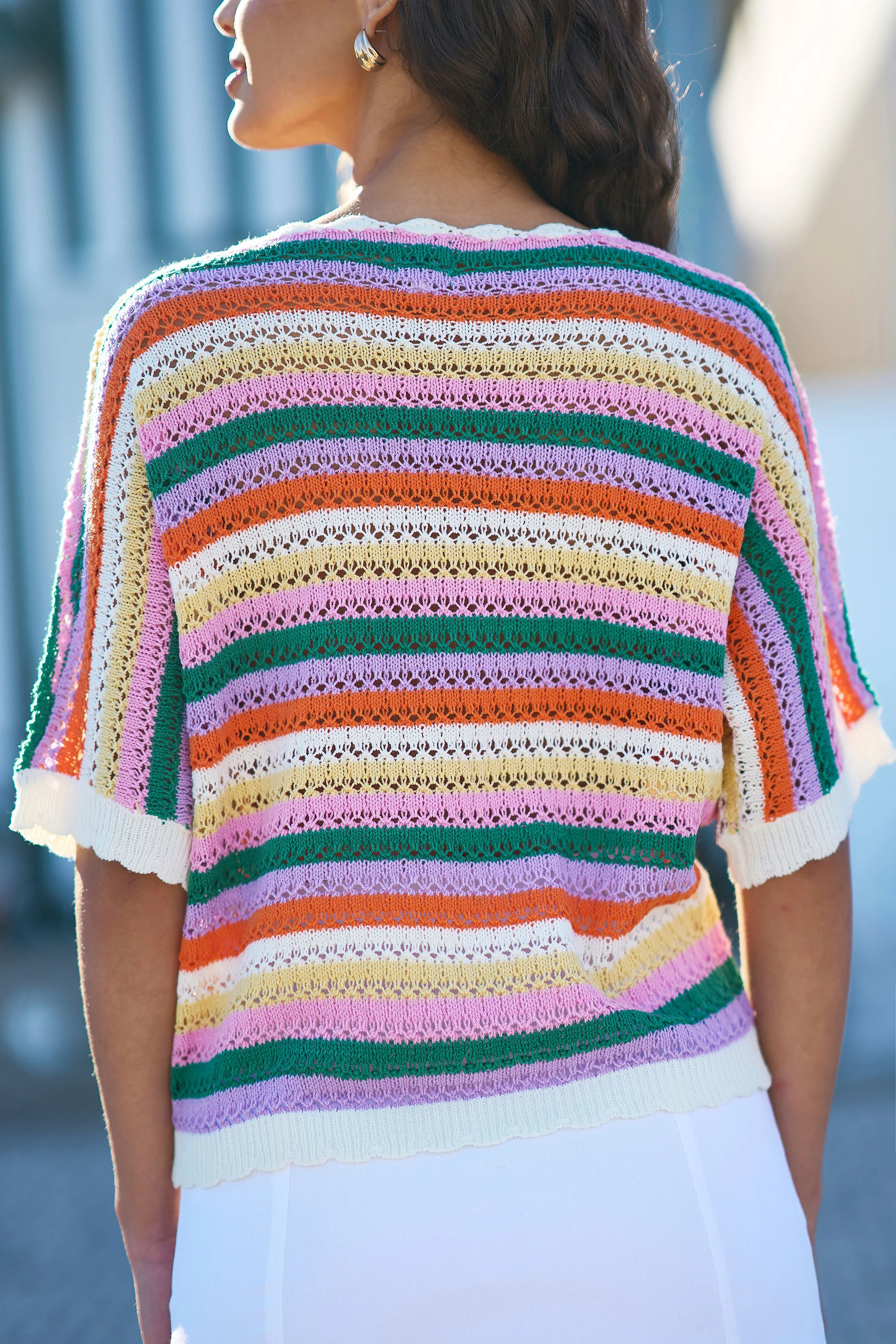 Yumi Multicolour Batwing Crochet Top - Image 4