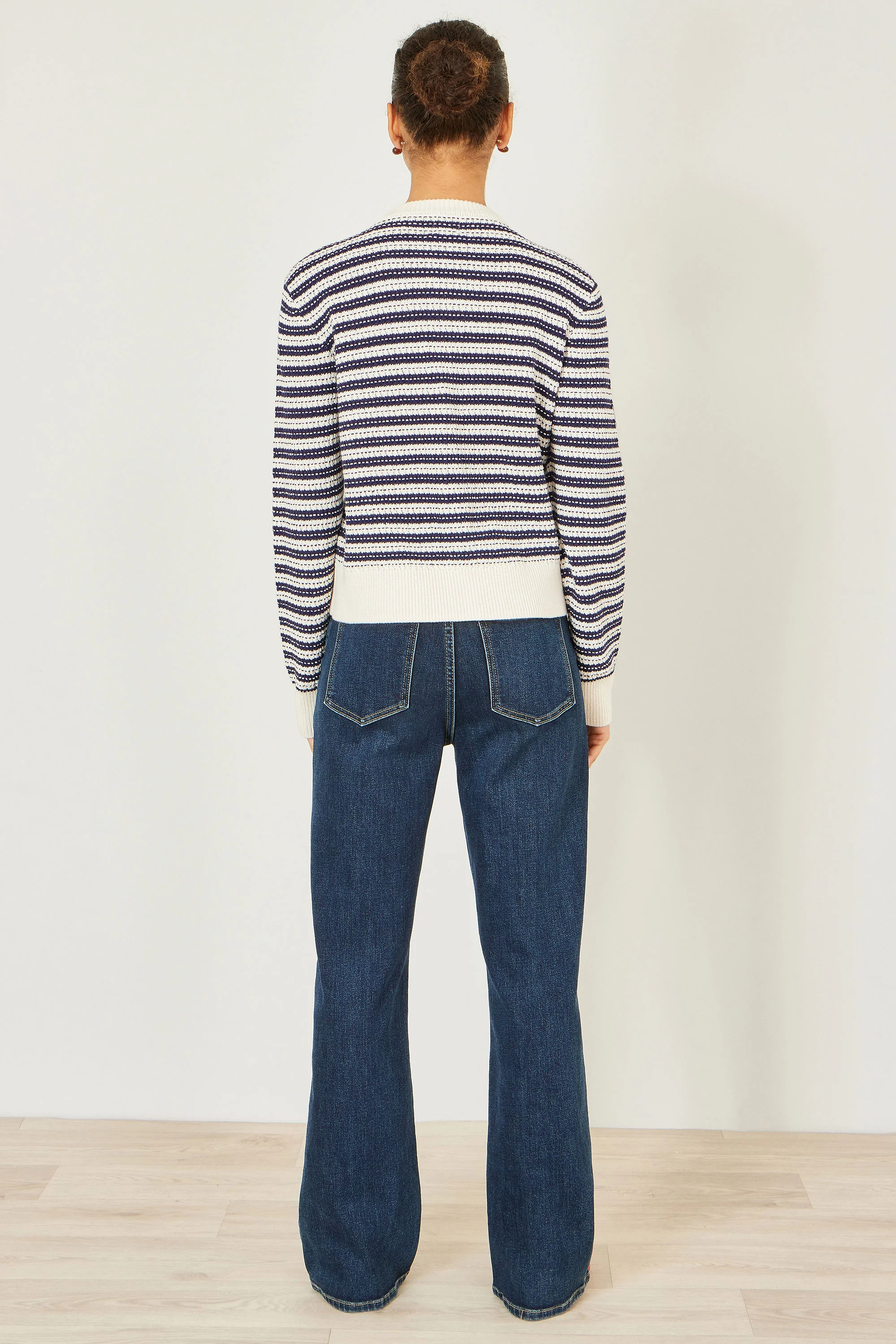 Yumi Multicolour Block Stripe Tie Front Cardigan - Image 3