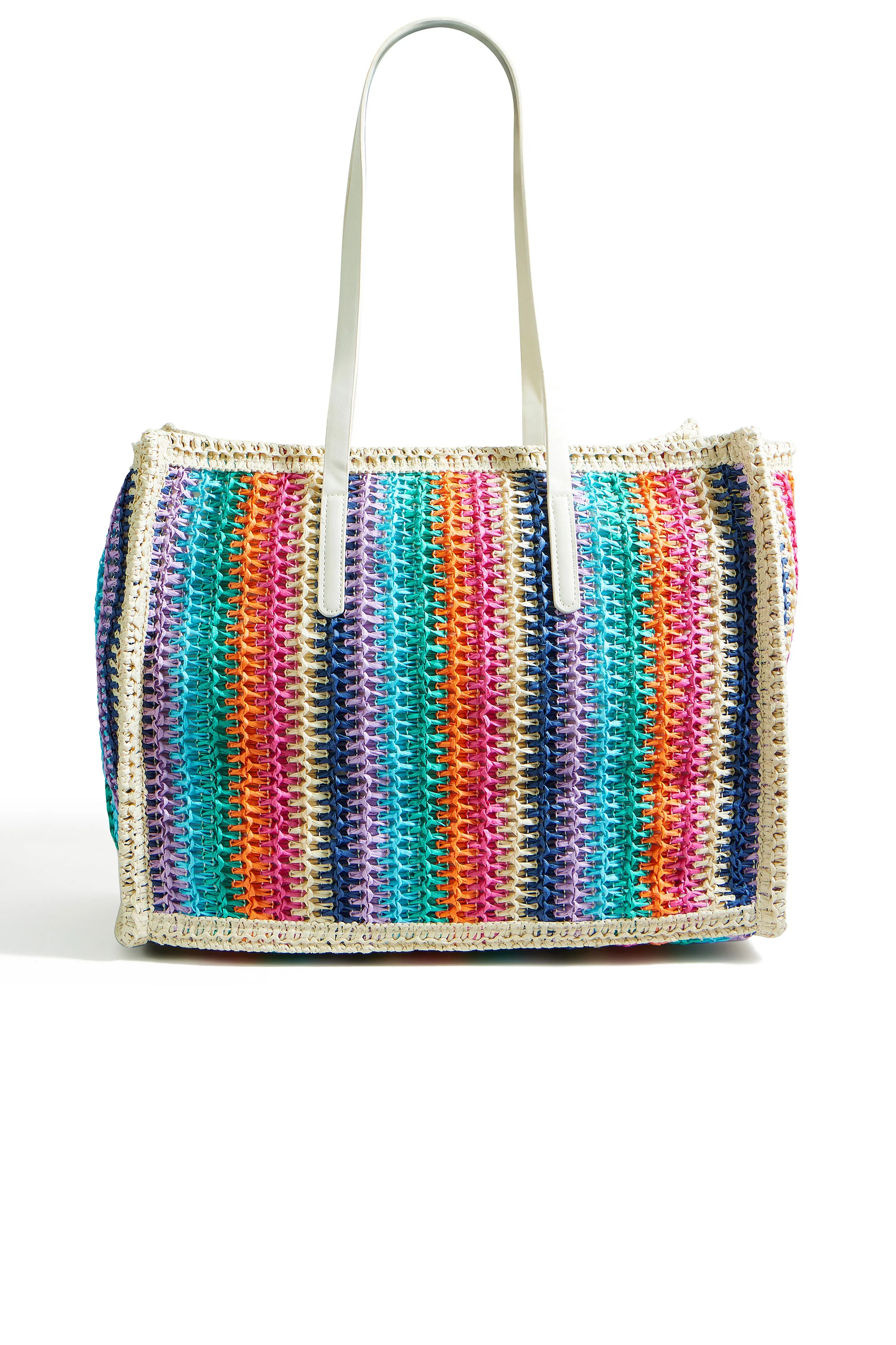 Yumi Multicolour Stripe Natural Shoulder Bag - Image 4