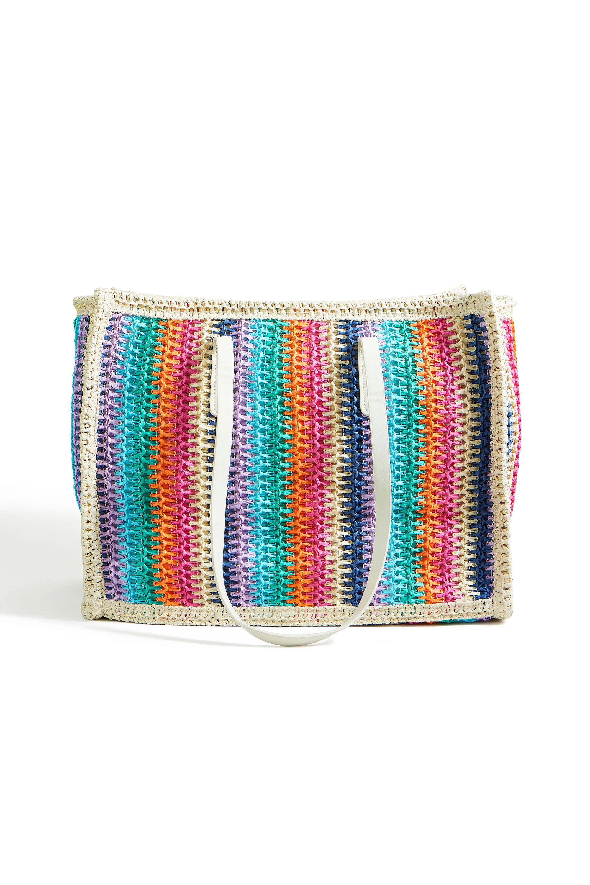 Yumi Multicolour Stripe Natural Shoulder Bag - Image 5