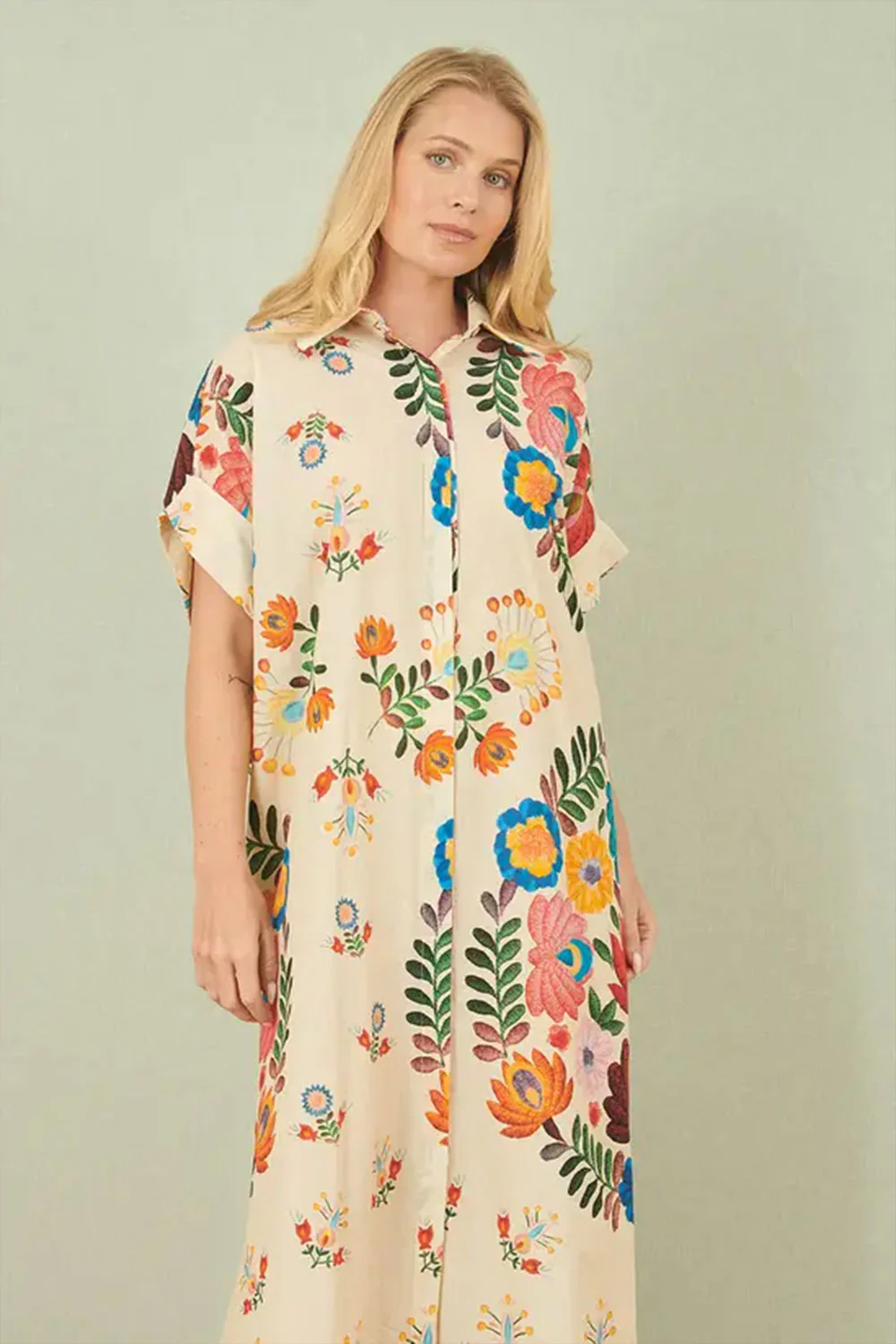 Yumi Multicoloured Folk Print Relaxed Tunic - Image 2