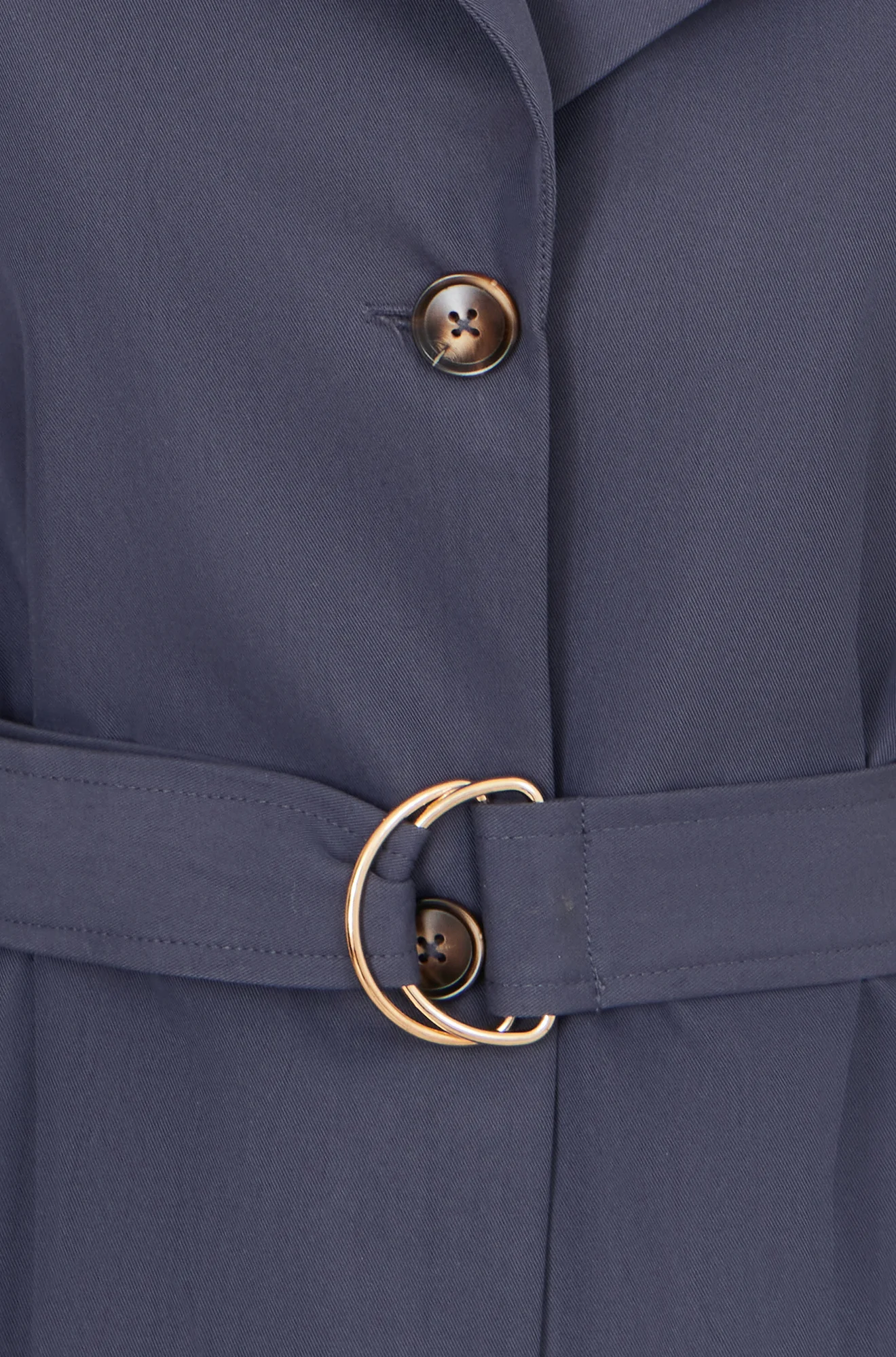 Yumi Navy Belted Long Trench Coat With Belt - Image 7