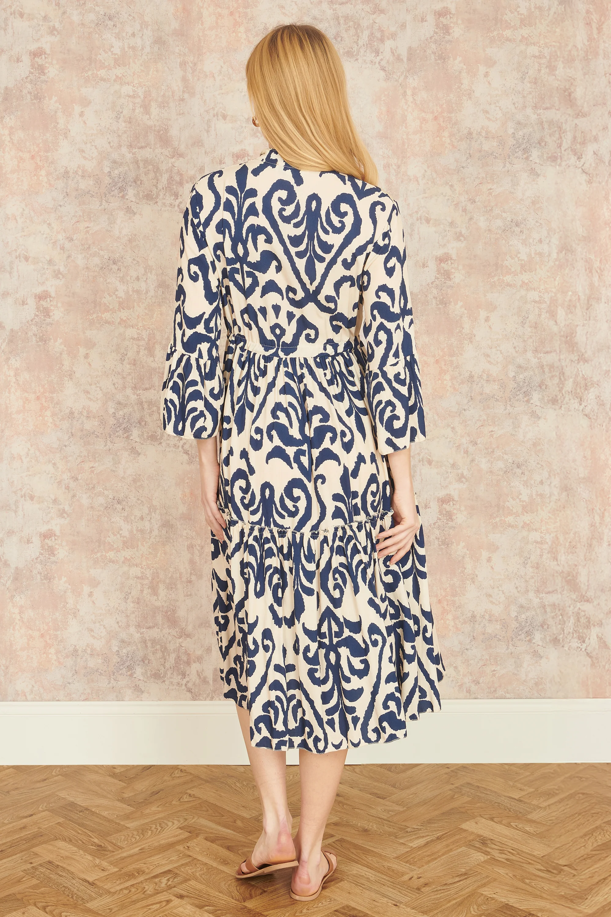 Yumi Navy Block Print Kaftan - Image 3
