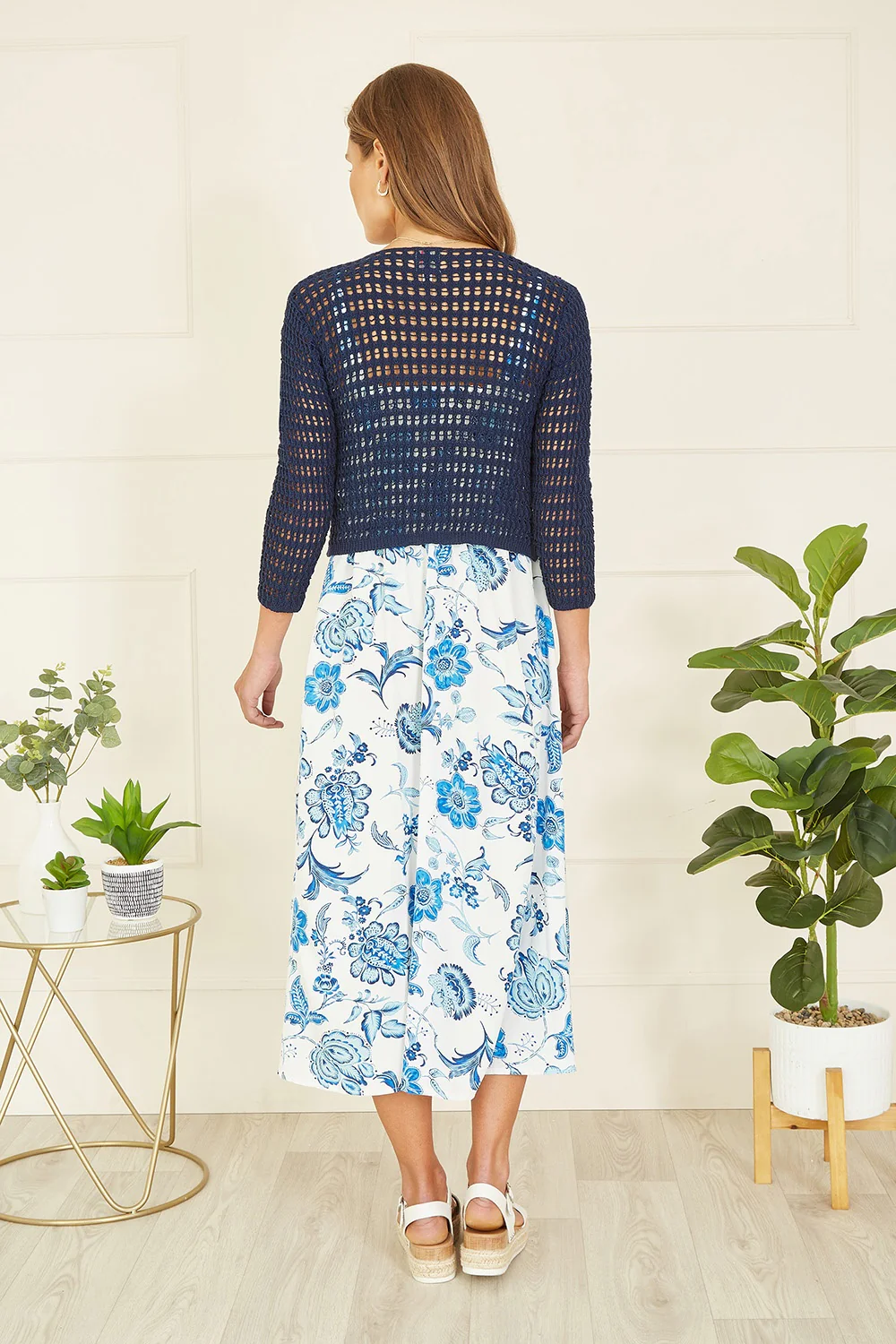 Yumi Navy Cotton Crochet Twisted Bolero Top - Image 5