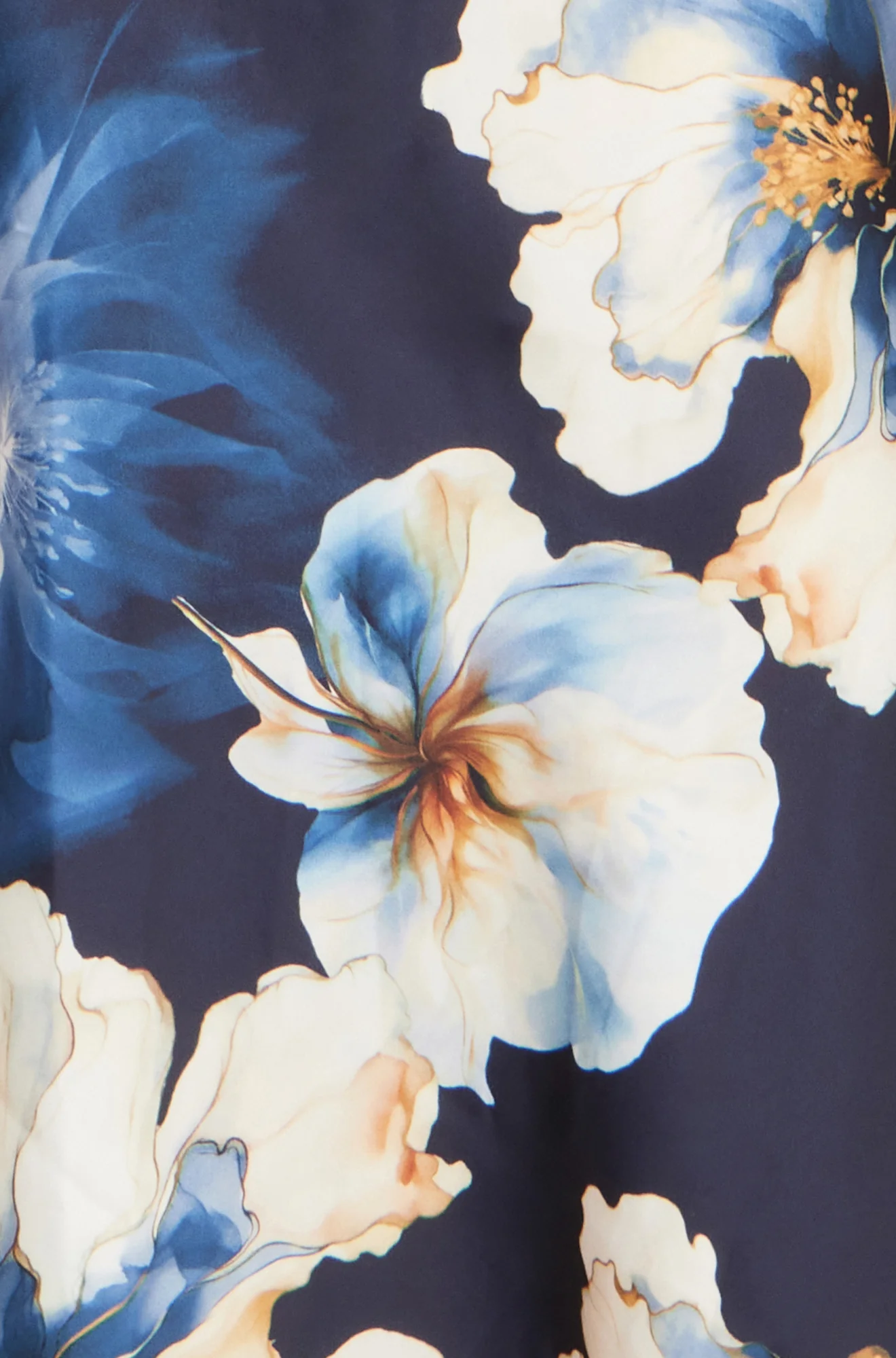Yumi Navy Cowl Neck Satin Floral Dress - Image 6
