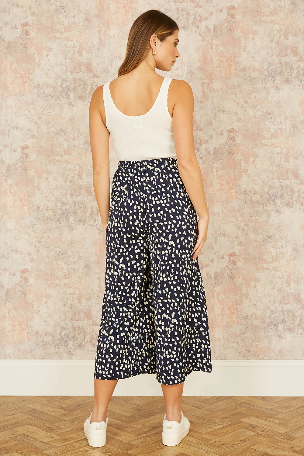 Yumi Navy Dash Print Culottes - Image 3