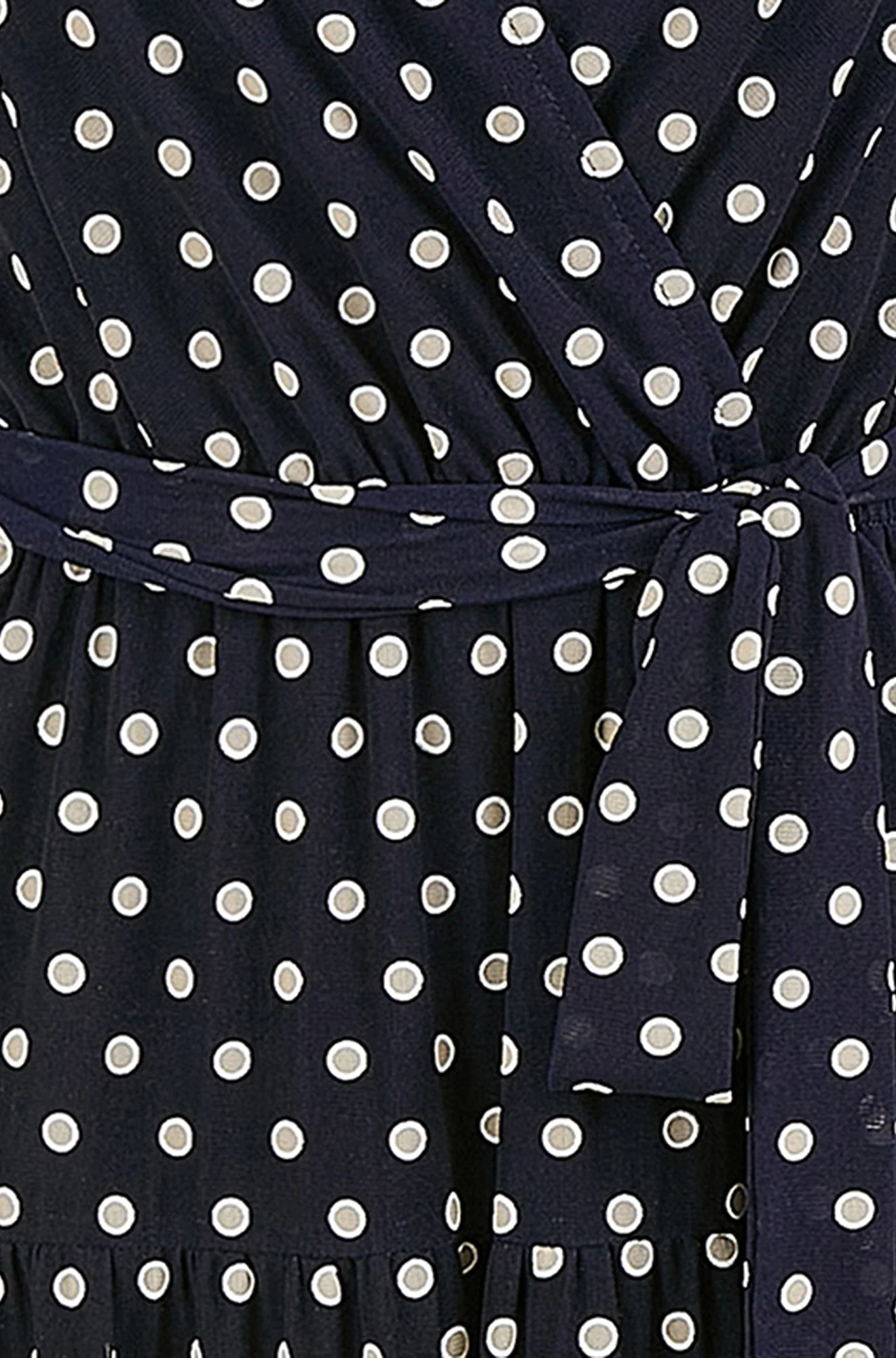 Yumi Navy Dot Print Mesh Stretch Midi Skater Dress - Image 7