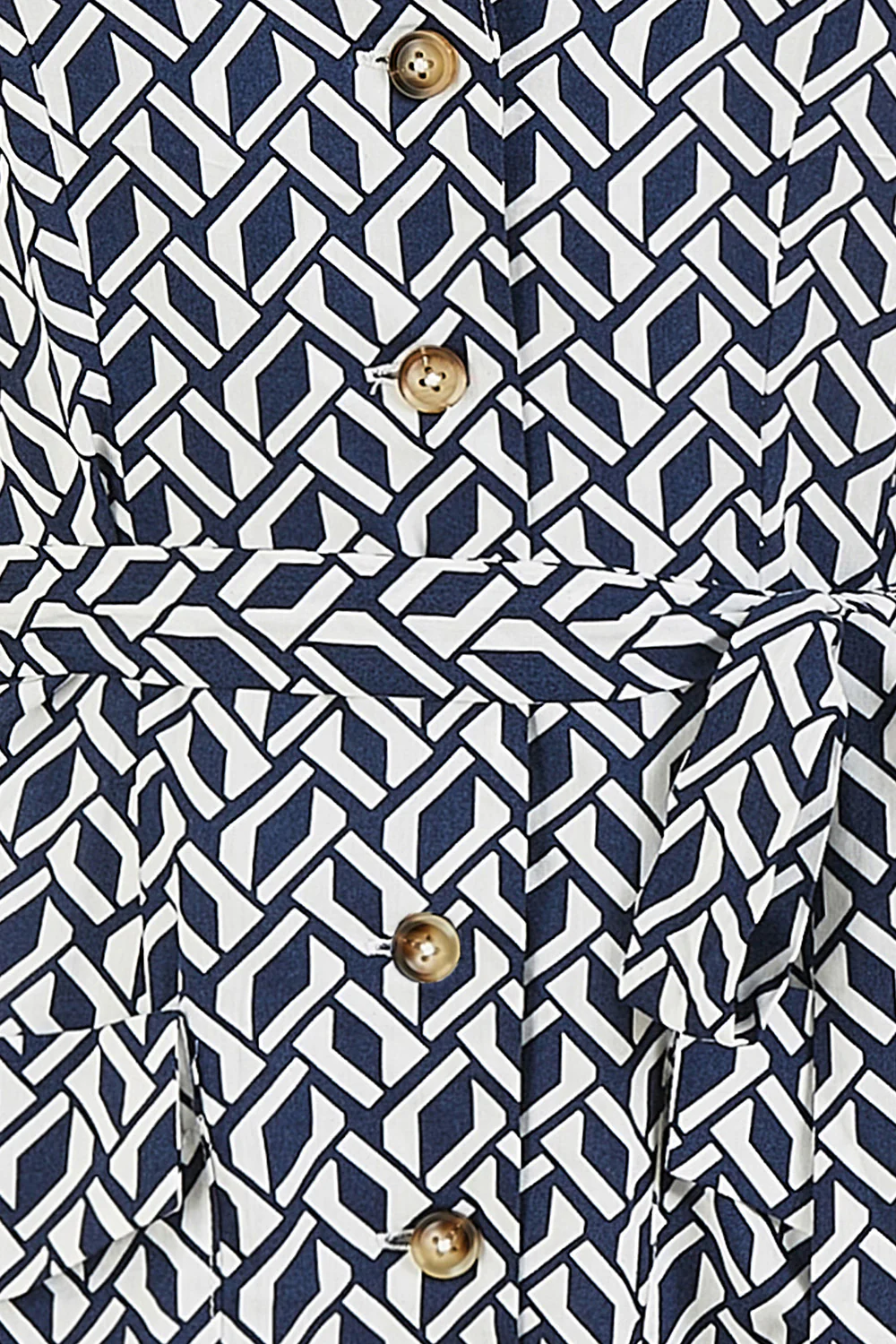 Yumi Navy Geo Print Retro Style Shirt Dress - Image 6