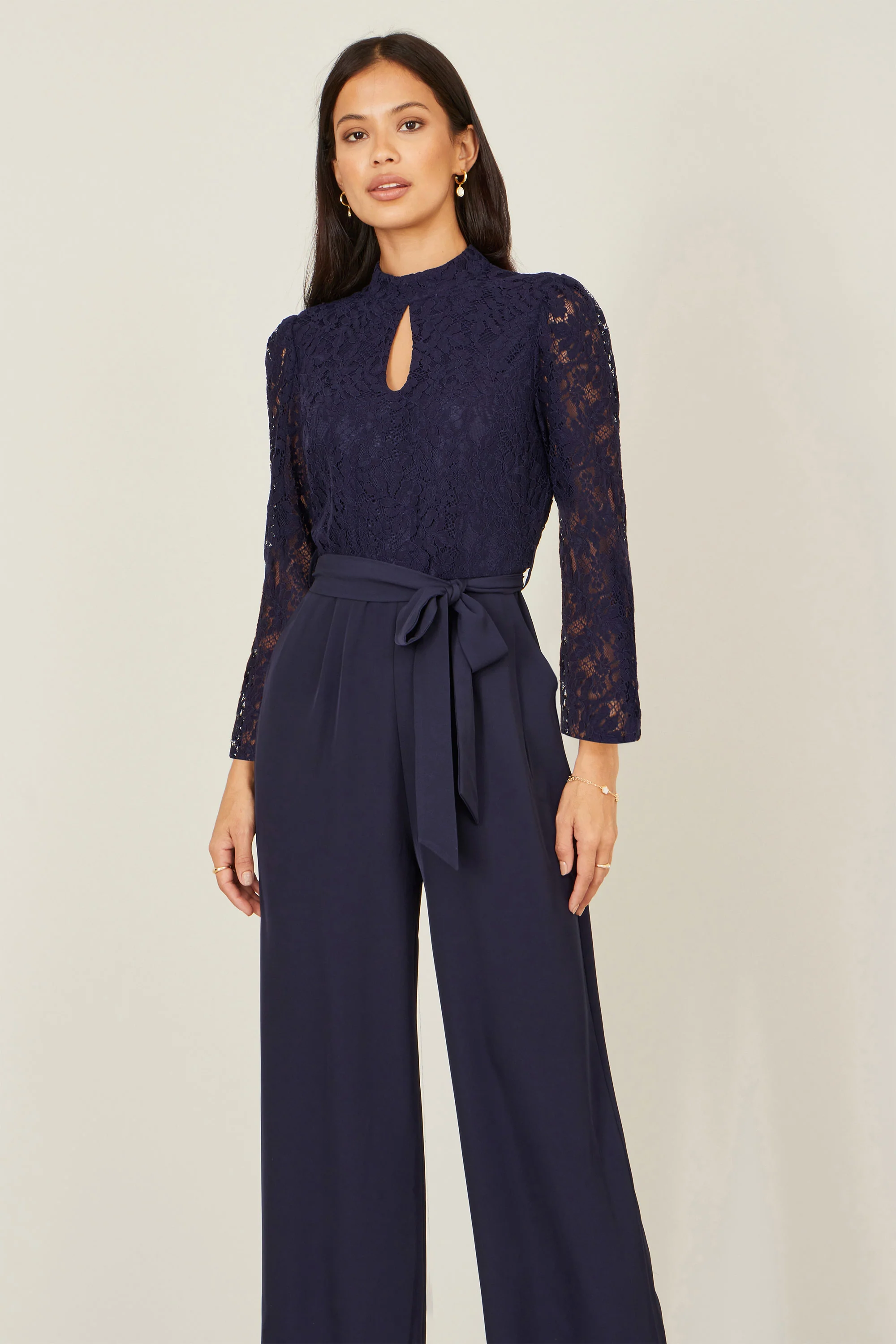 Yumi Navy Lace Applique Jumpsuit - Image 3