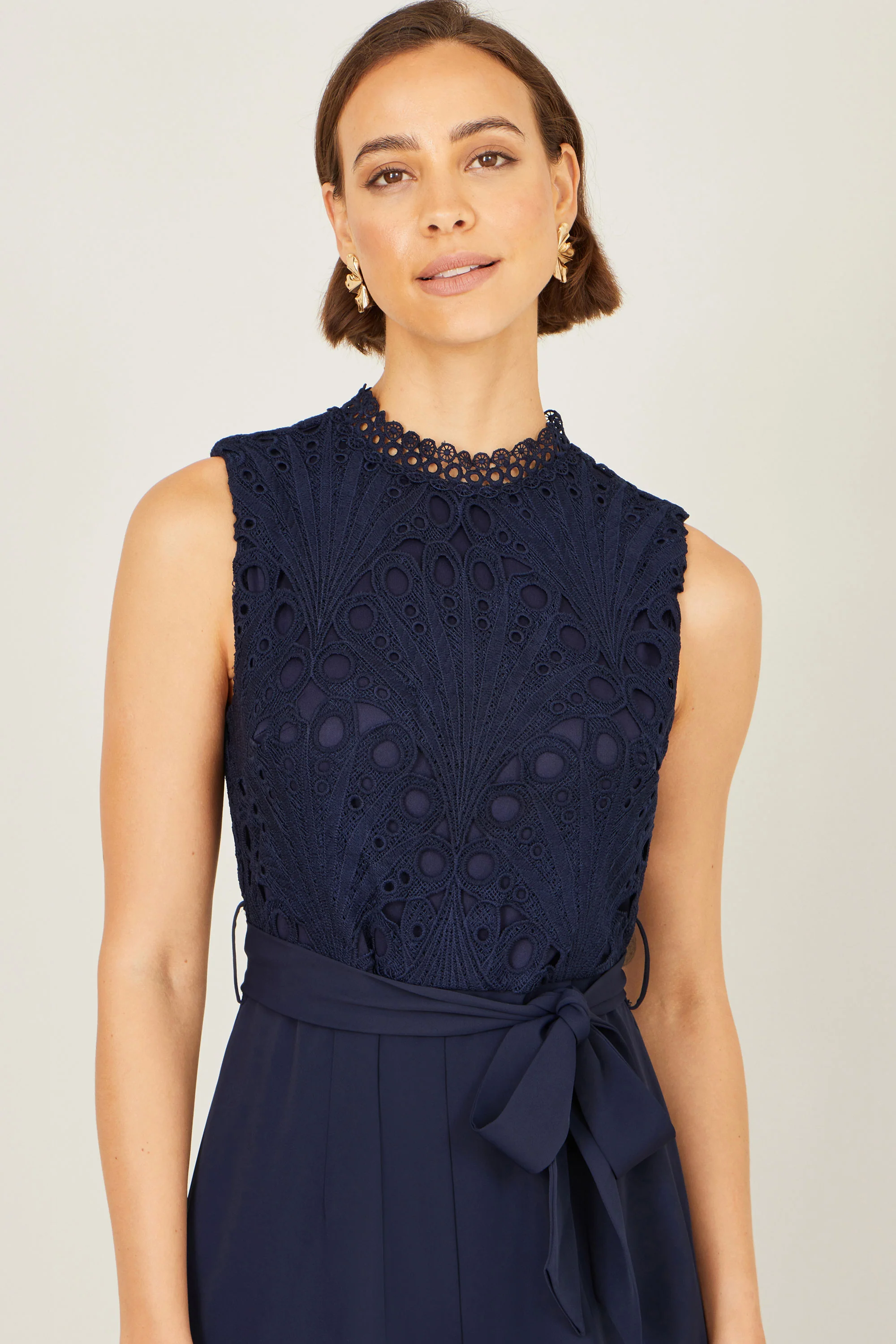 Yumi Navy Lace Sleeveless Jumpsuit - Image 2